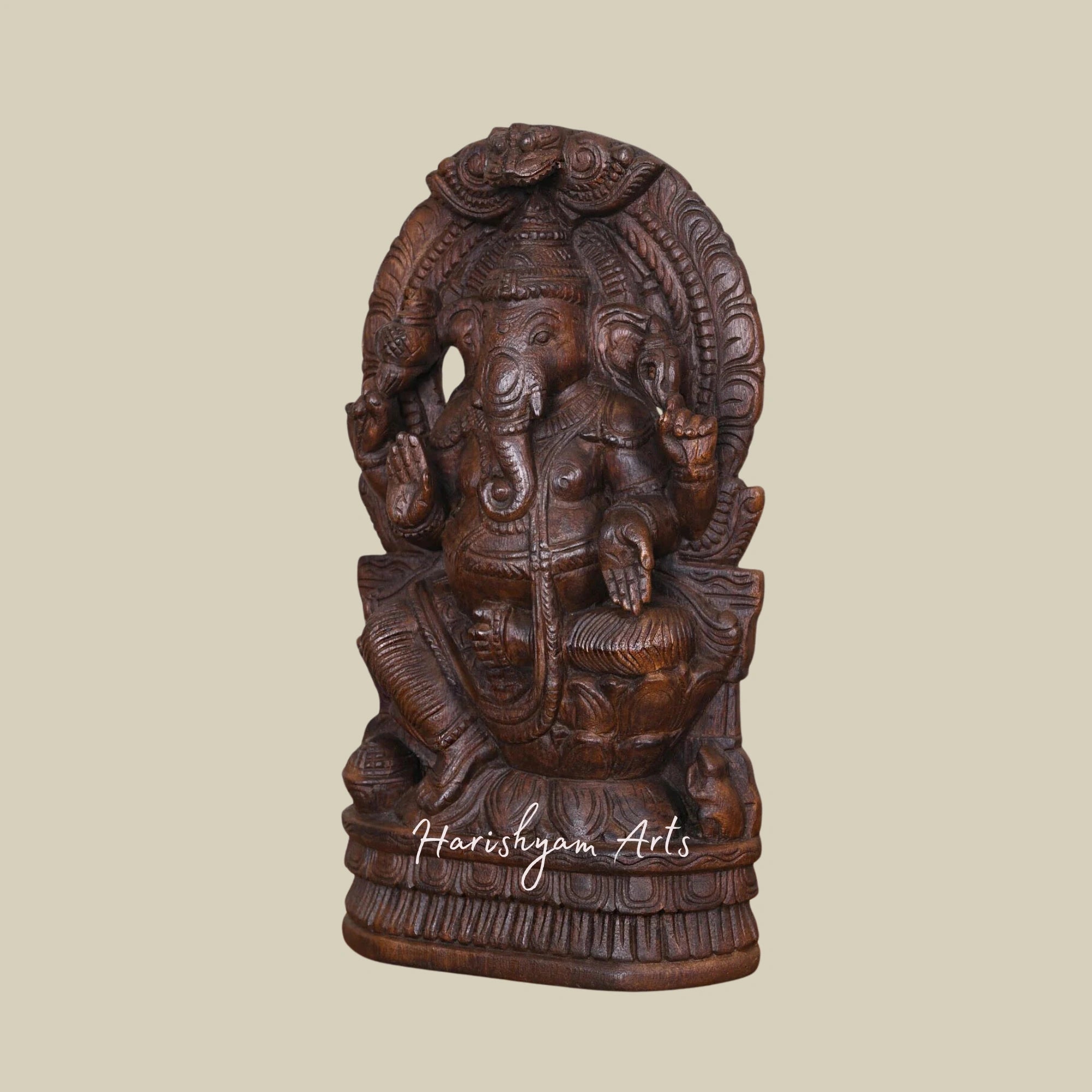 18" Handcrafted Wooden Ganesha Statue for Wall Hanging Pooja Room Decor3