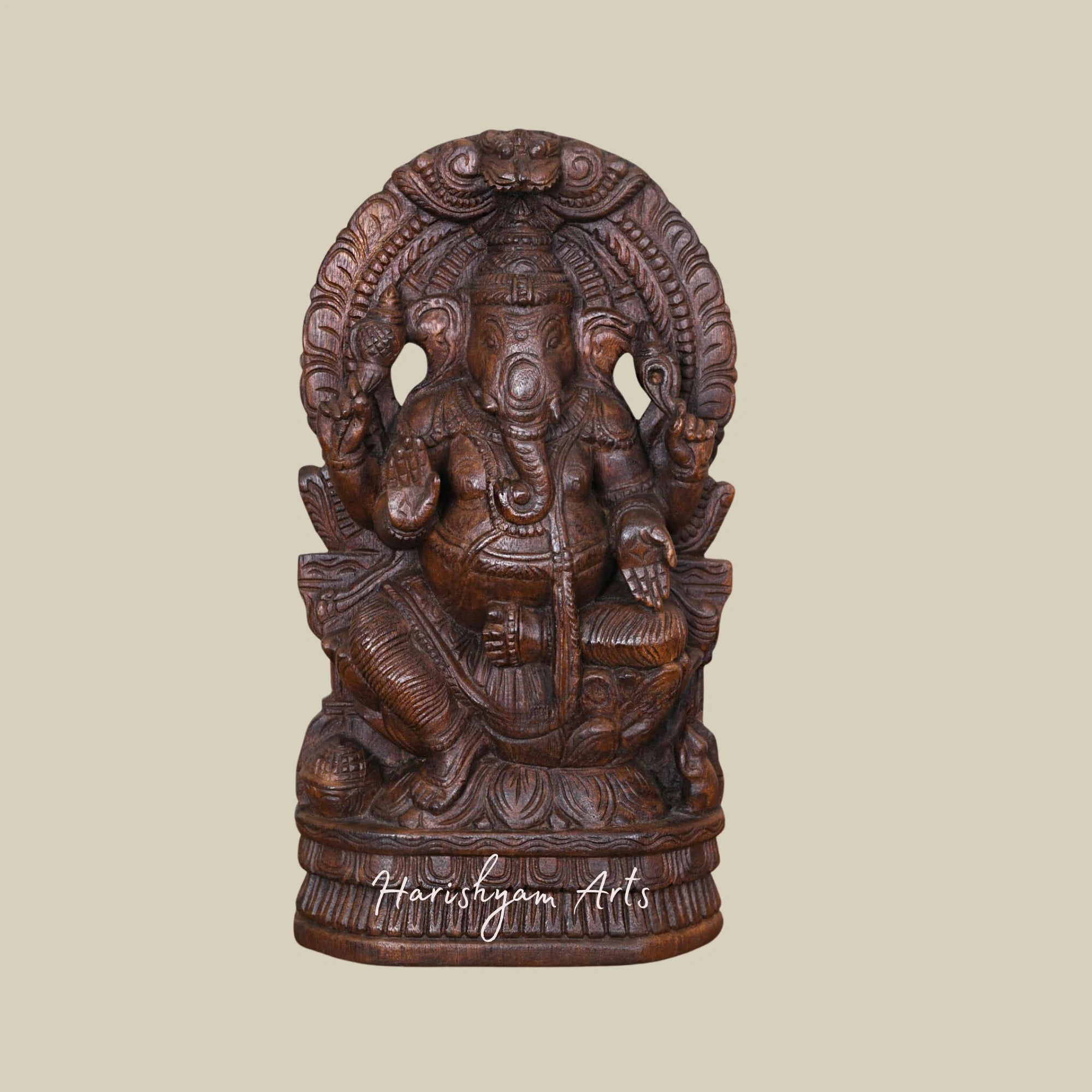 18" Handcrafted Wooden Ganesha Statue for Wall Hanging Pooja Room Decor4