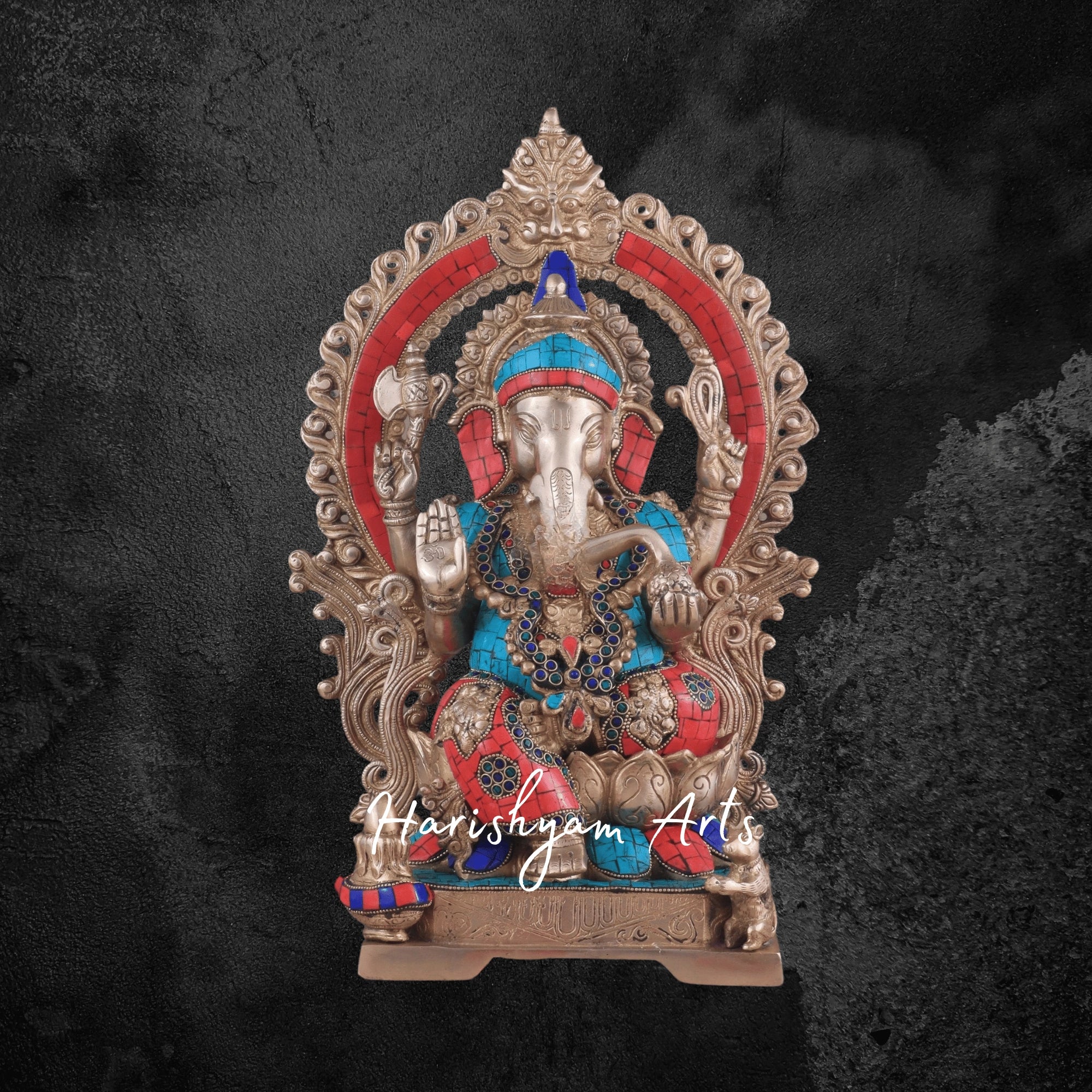18" Large Brass Laxmi Ganesh Statue for Mandir and Temple3