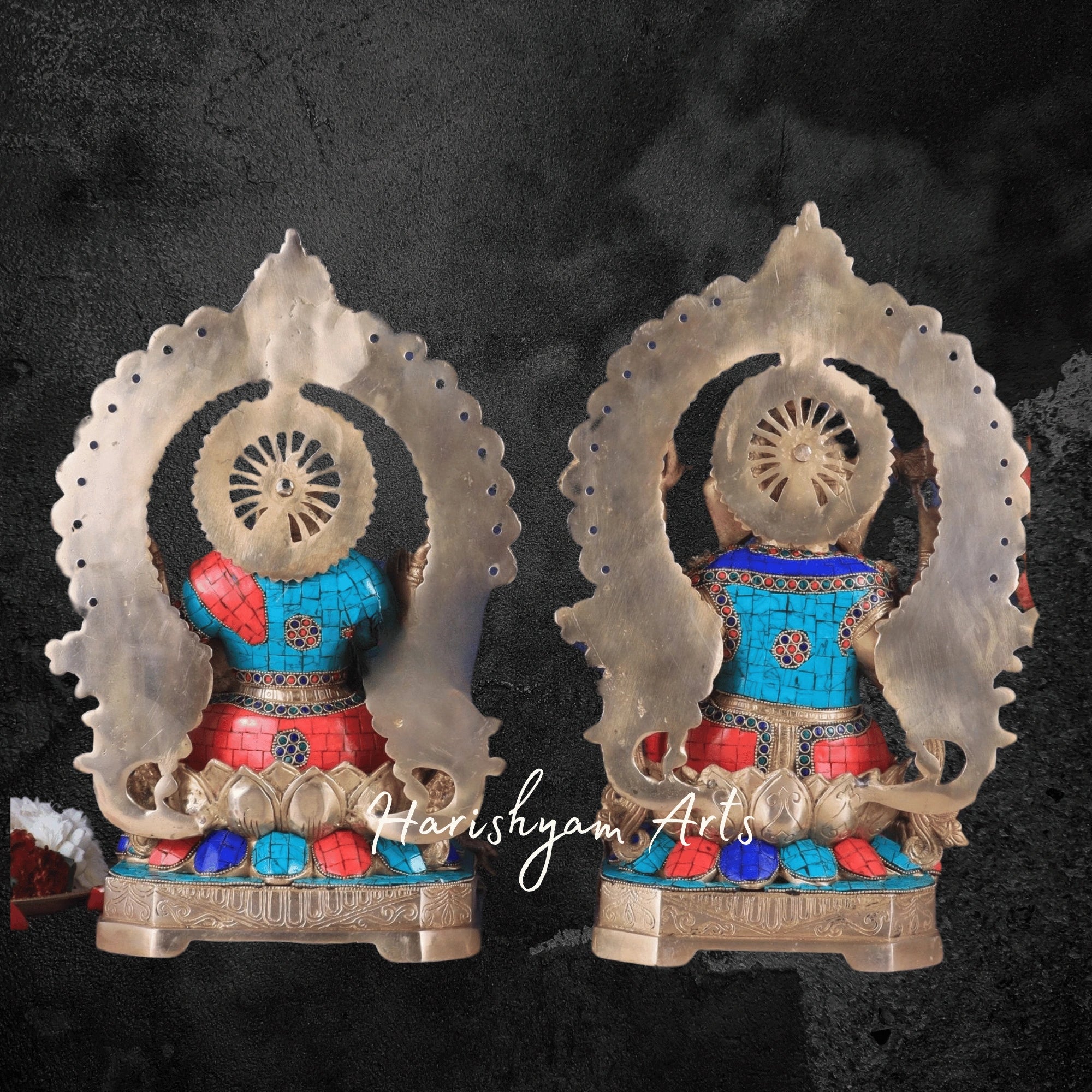 18" Large Brass Laxmi Ganesh Statue for Mandir and Temple