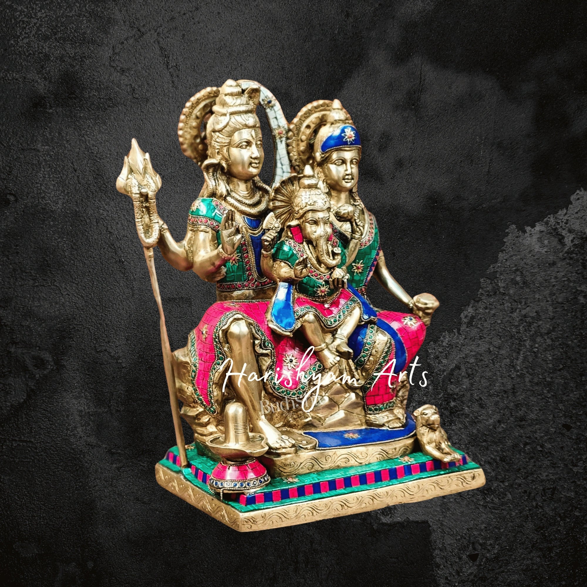 18" Lord Shiva Parivar Statue in Superfine Brass Finish