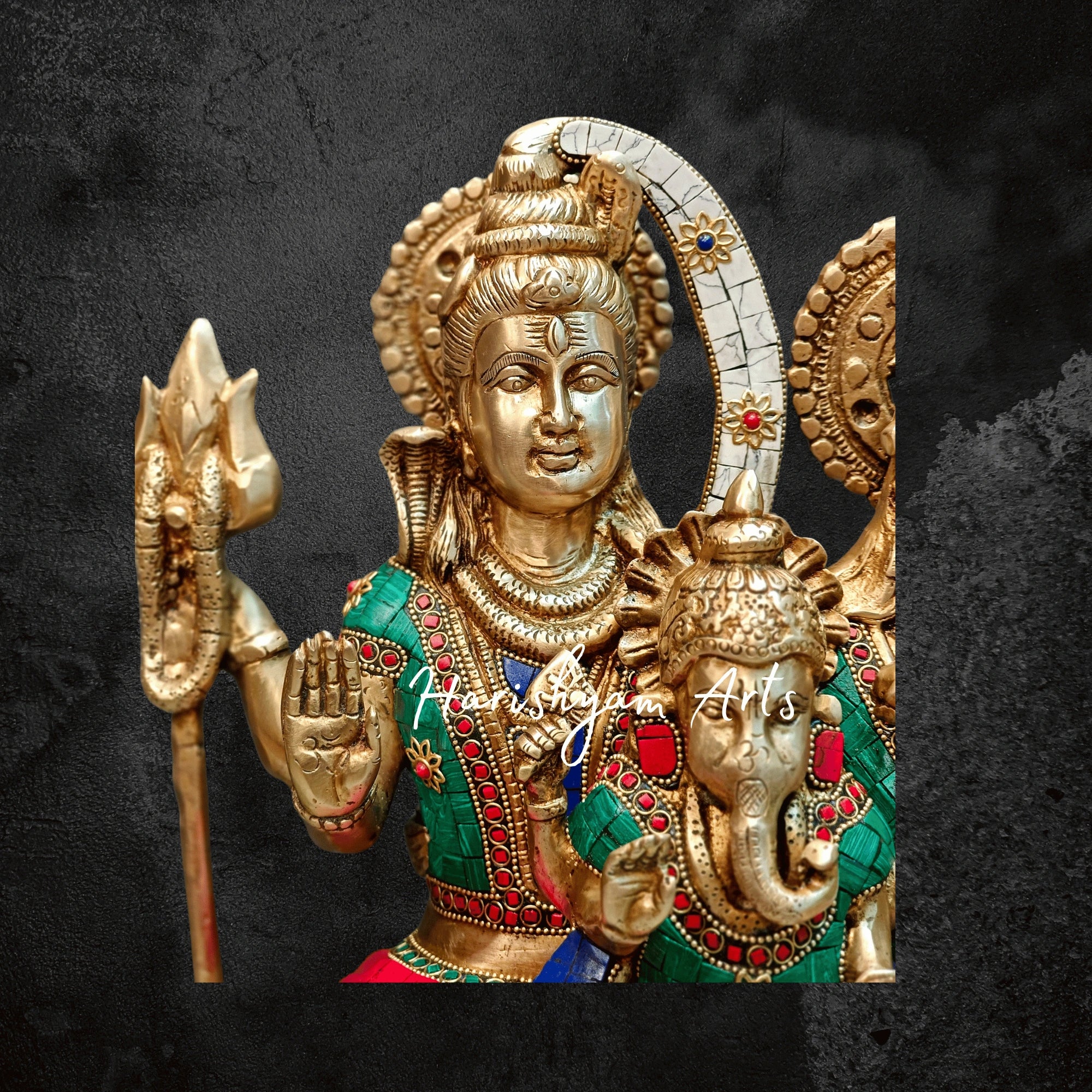 18" Lord Shiva Parivar Statue in Superfine Brass Finish