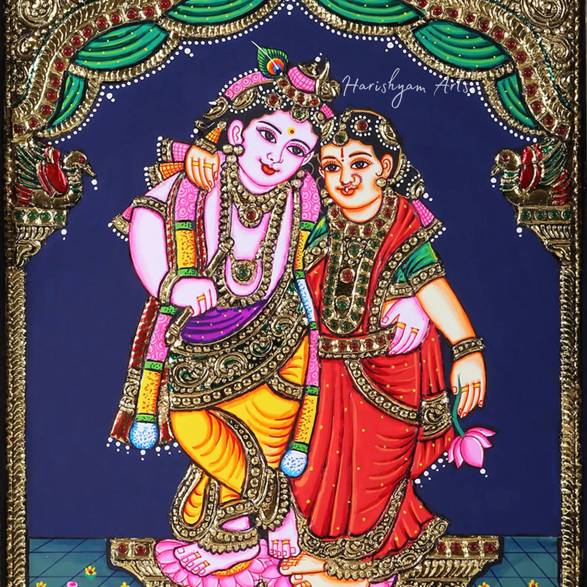 18" Radha Krishna Divine Tanjore Painting