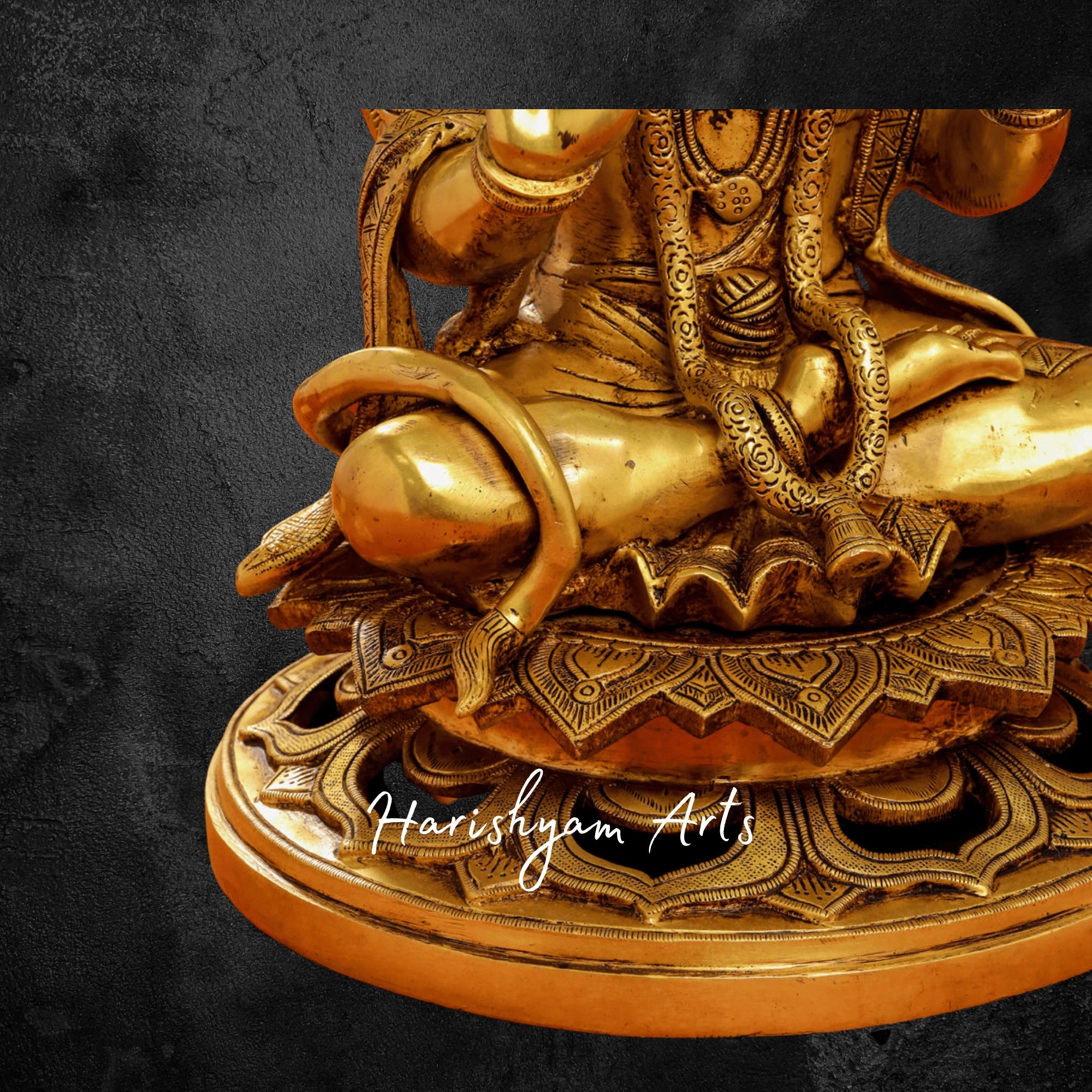 18" Small Brass Hanuman Murti Seated in a Divine Posture for Home and Office