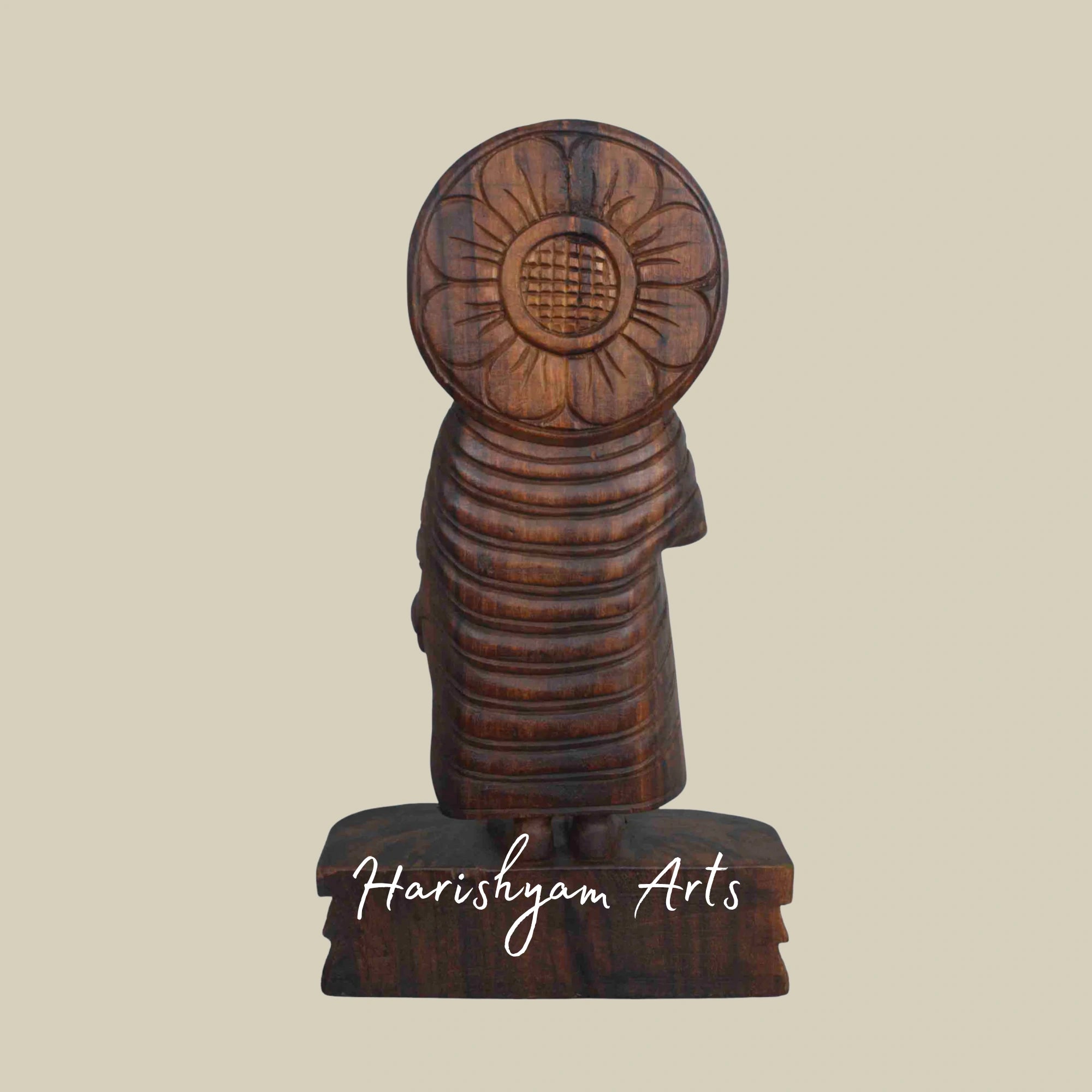 18" Small Wooden Buddha Statue in Vitarka Mudra Blessing Devotees