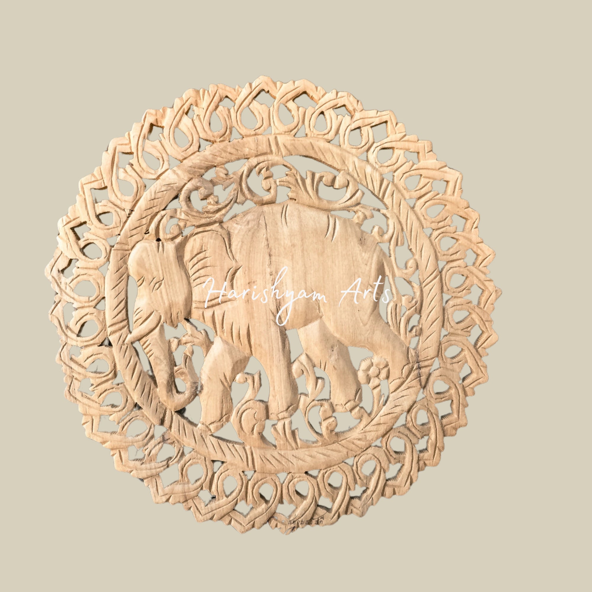18" Elephant Carved Wood Wall Paneling1
