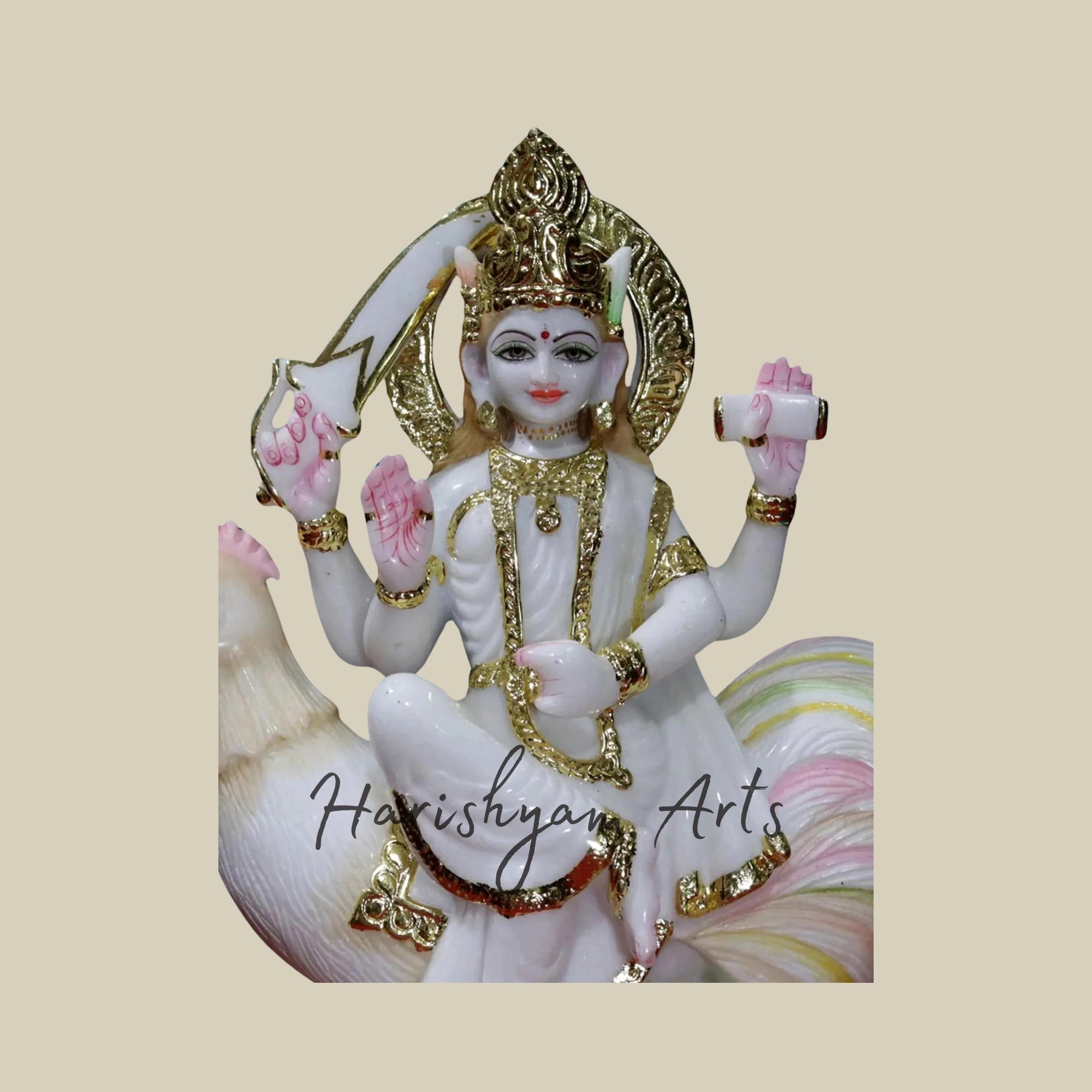 18" Handcrafted Bahuchar Maa Marble Murti4