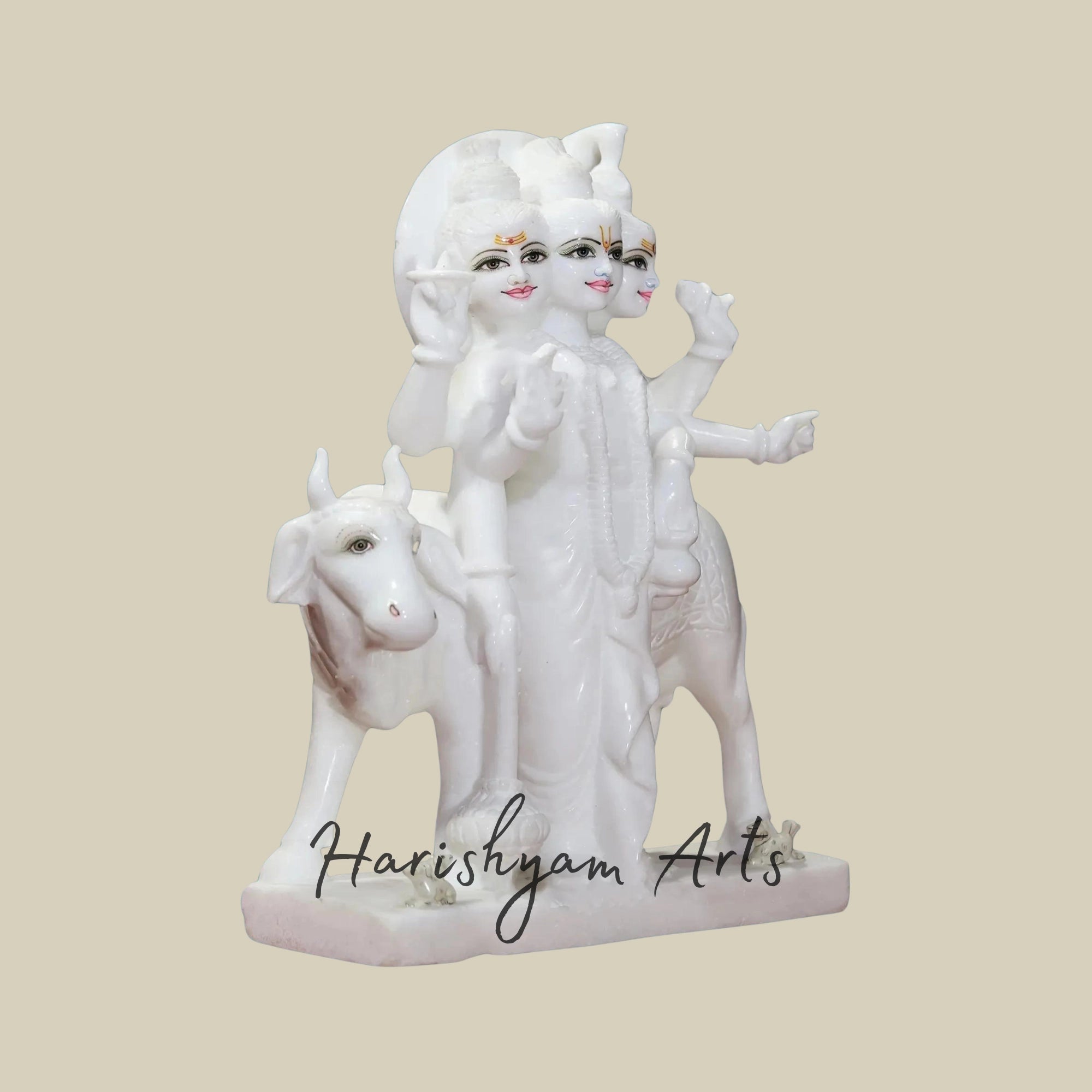 18 inches Pure White Dattattreya Marble Deity2
