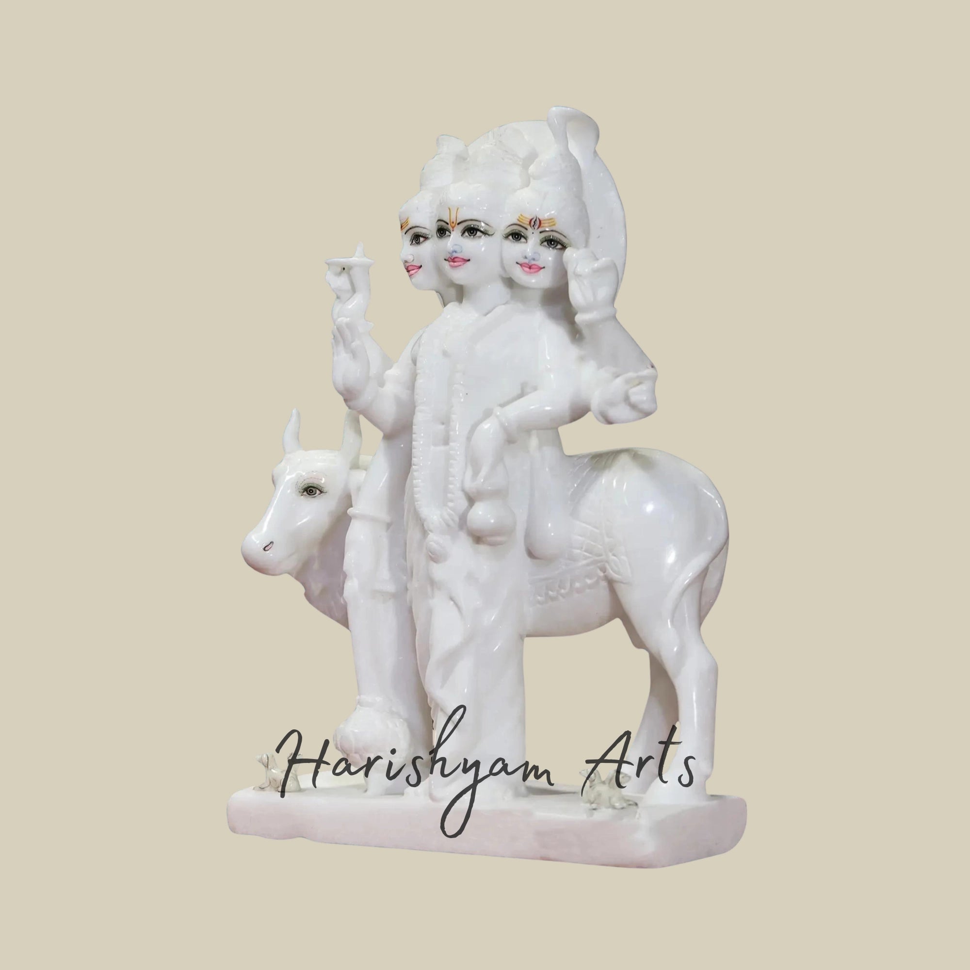 18 inches Pure White Dattattreya Marble Deity3