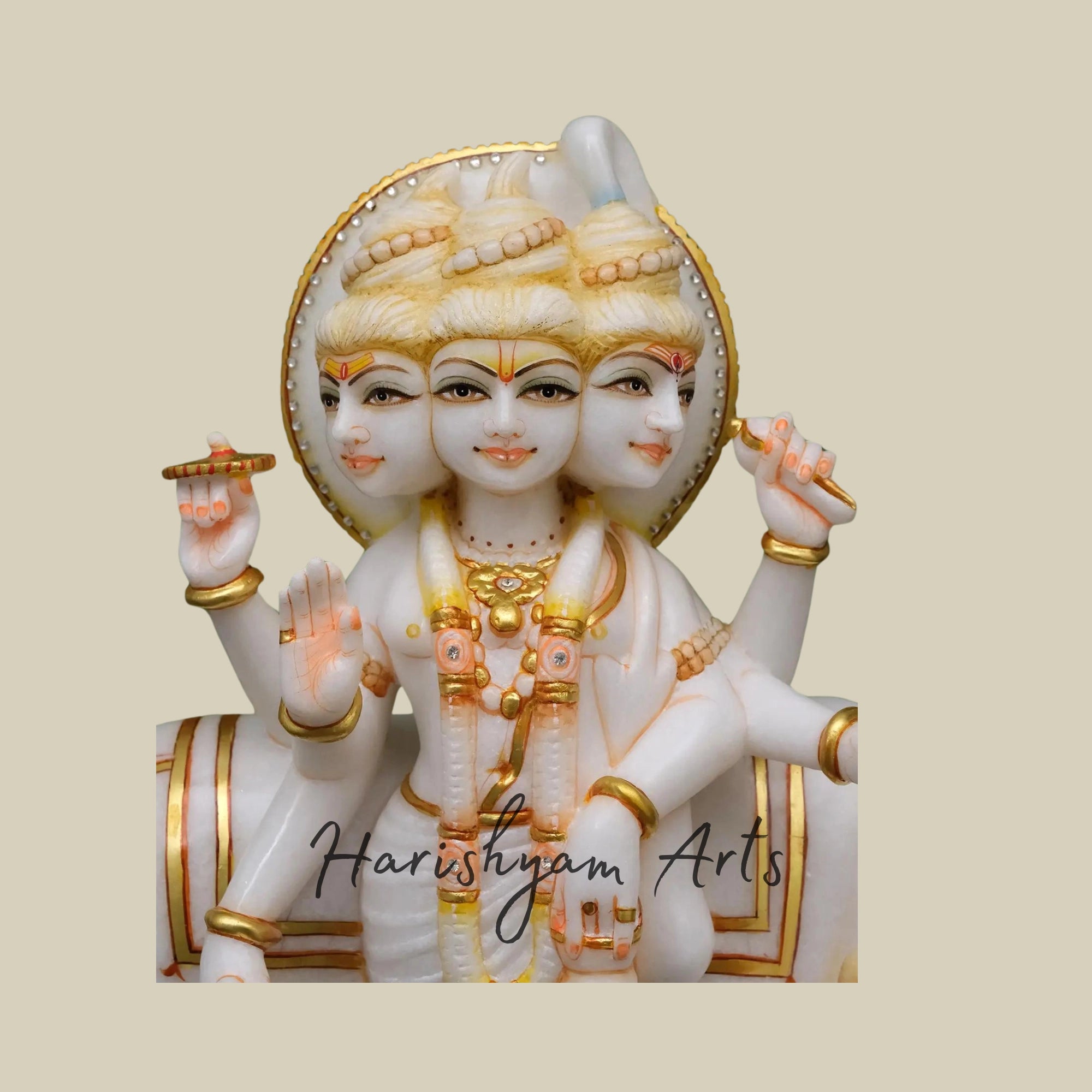 18" Trimukhi Dattatreya Marble Idol2