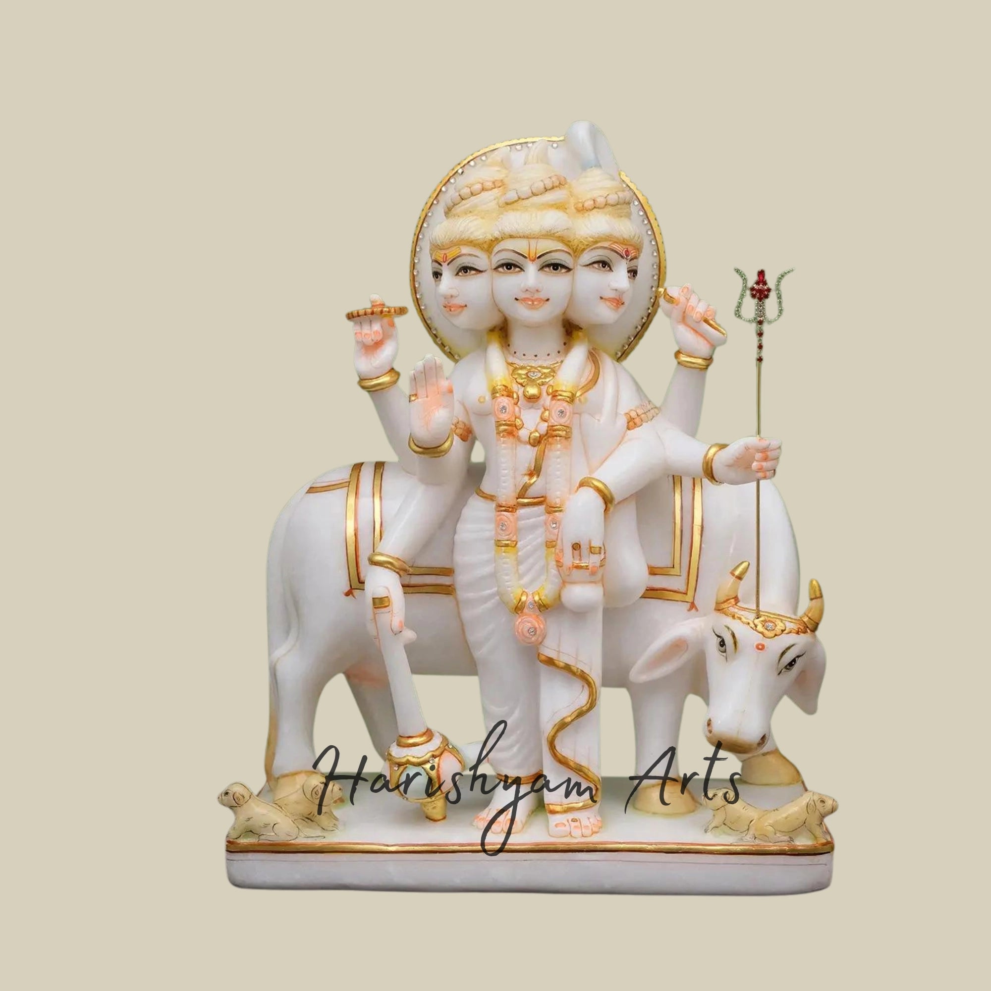 18" Trimukhi Dattatreya Marble Idol