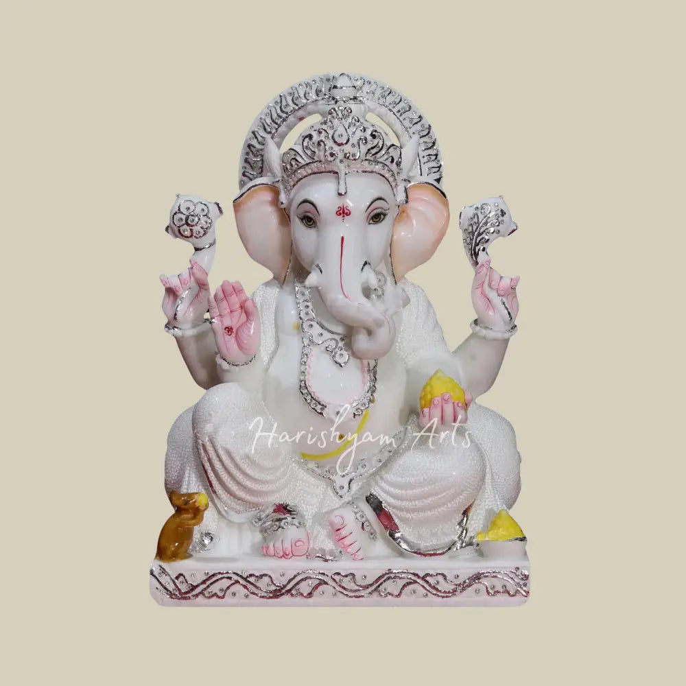 18" Ganesh ji Murti in Makrana Marble