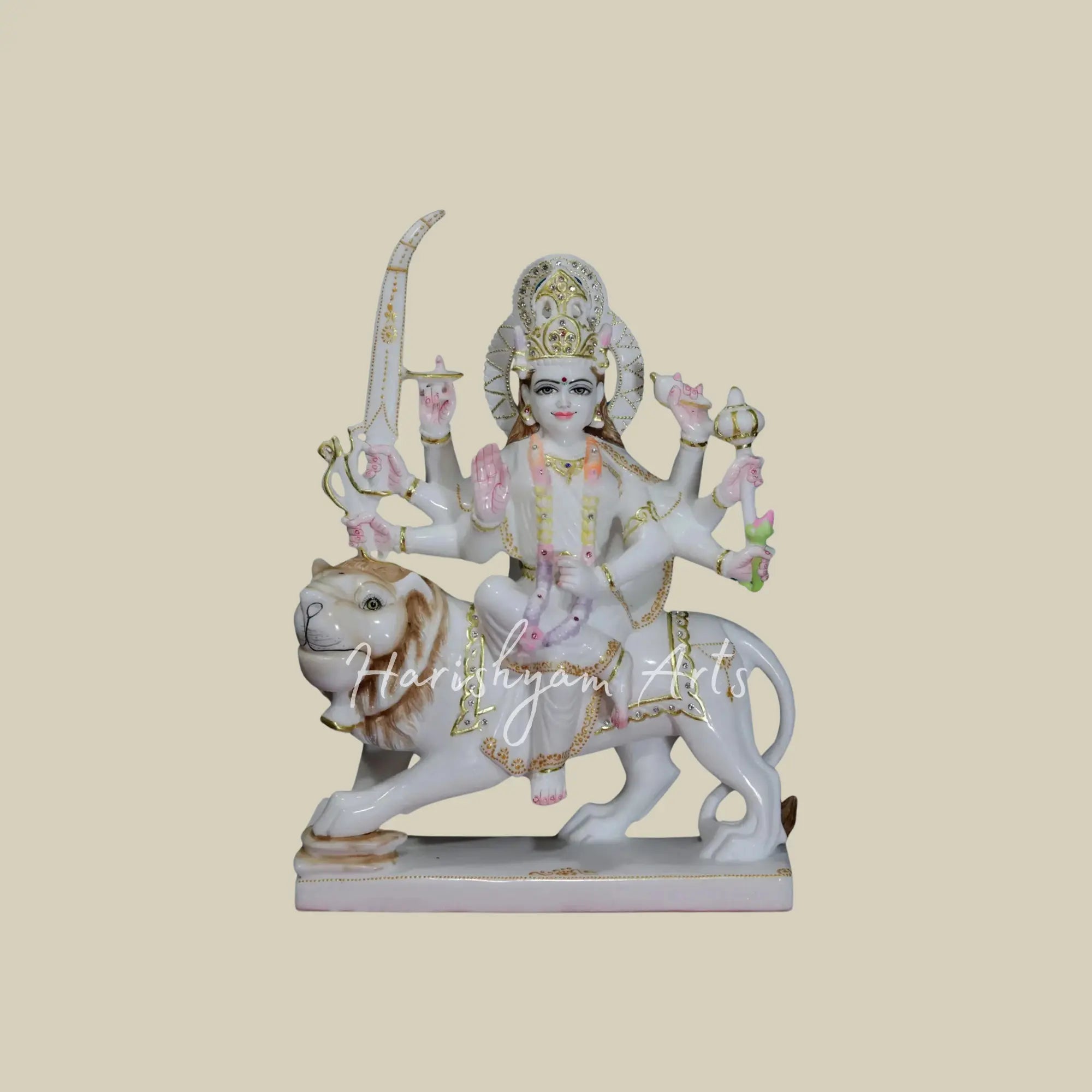 18"Marble Durga idol for home