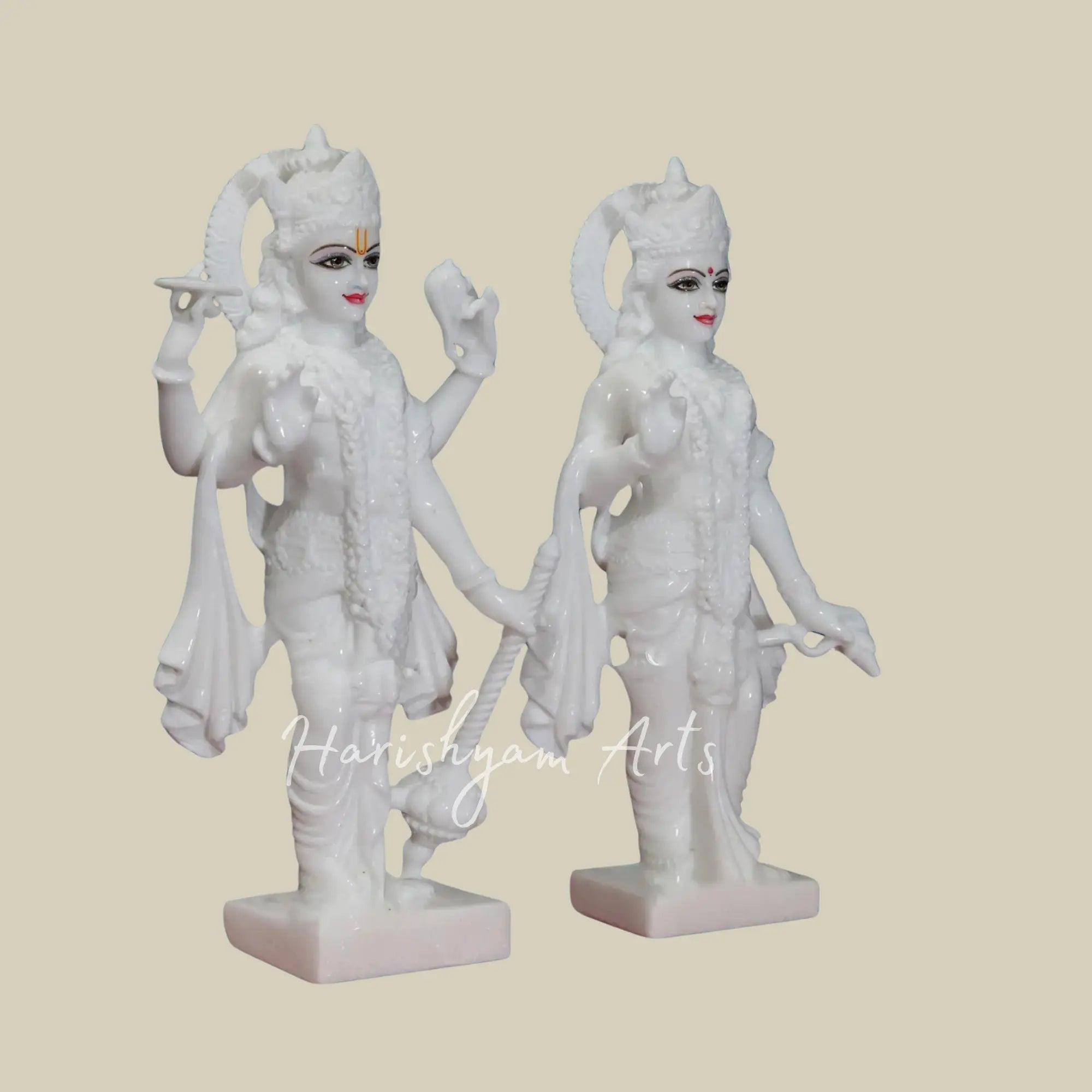 18 inches Pure White Statue Of Lakshmi Narayan Makrana Marble Idol