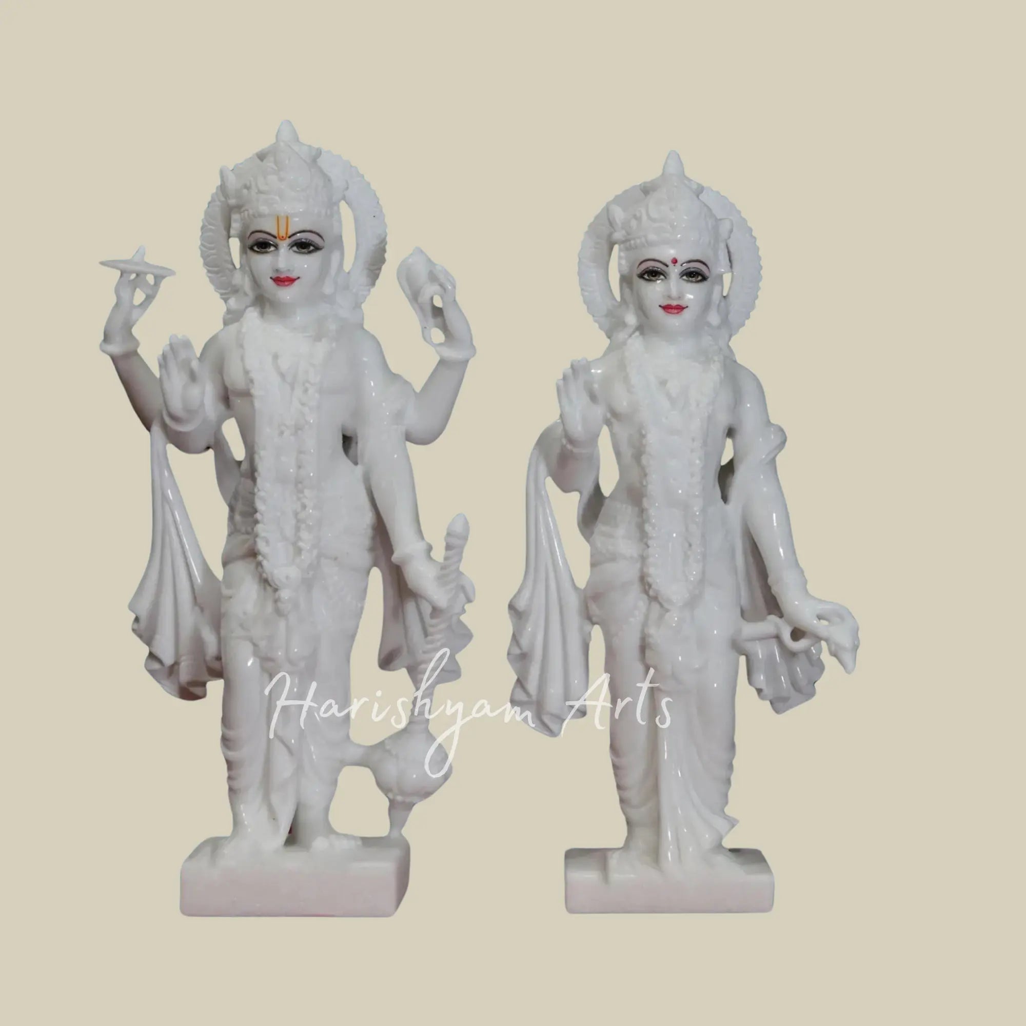 18 inches Pure White Statue Of Lakshmi Narayan Makrana Marble Idol 1