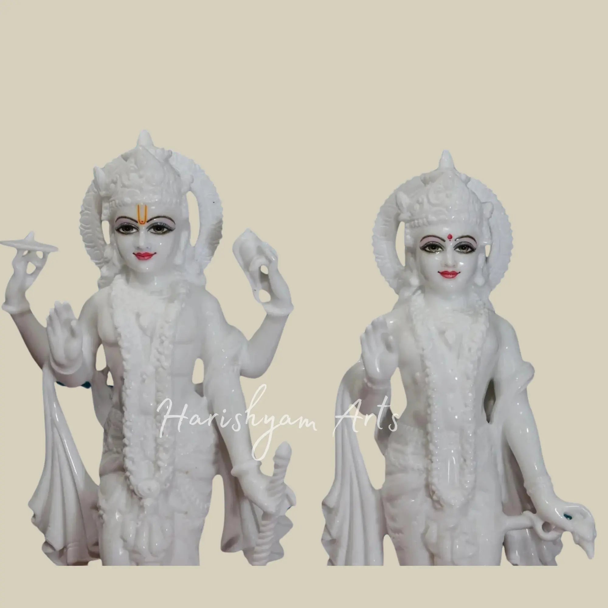18 inches Pure White Statue Of Lakshmi Narayan Makrana Marble Idol 2