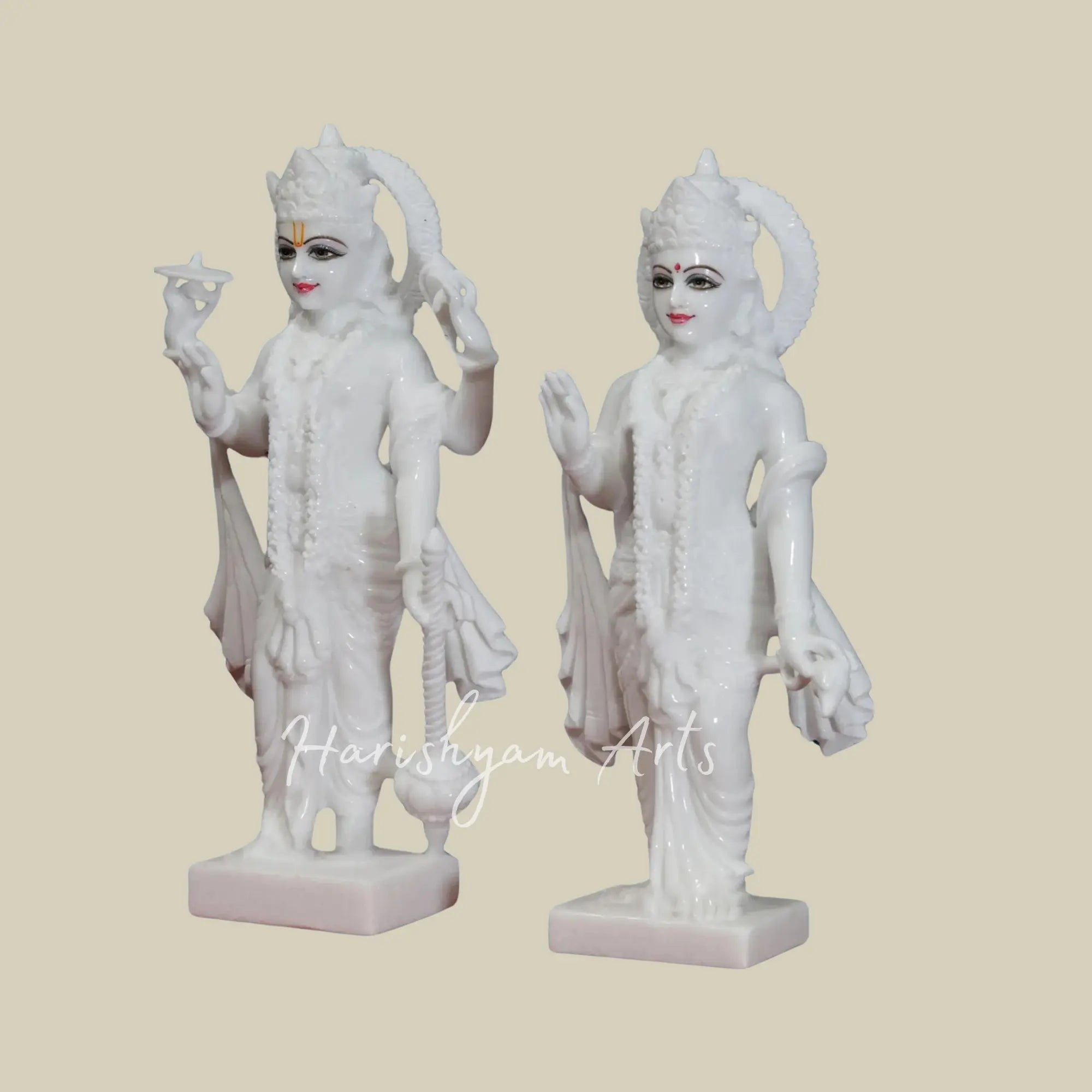 18 inches Pure White Statue Of Lakshmi Narayan Makrana Marble Idol 3