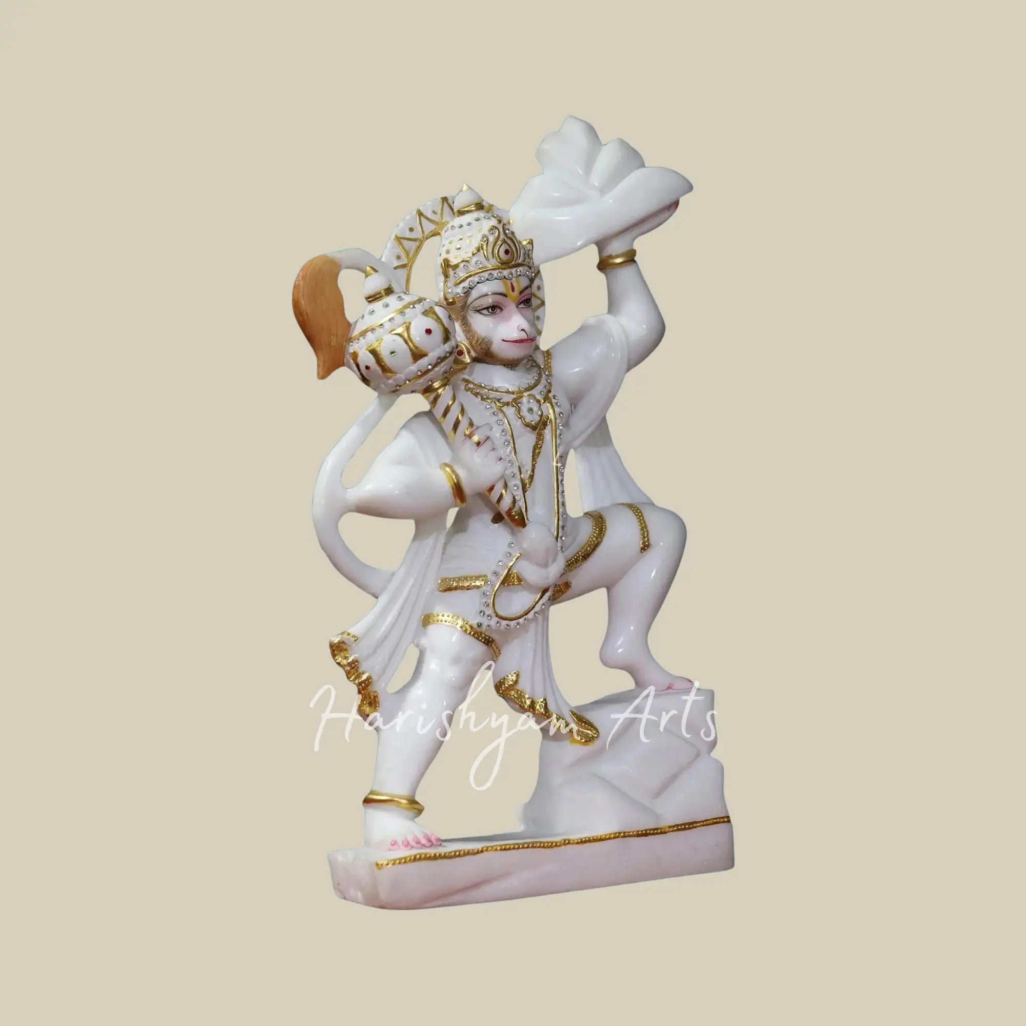 18 inches Veer Hanuman Carrying Mountain Marble Deity 2