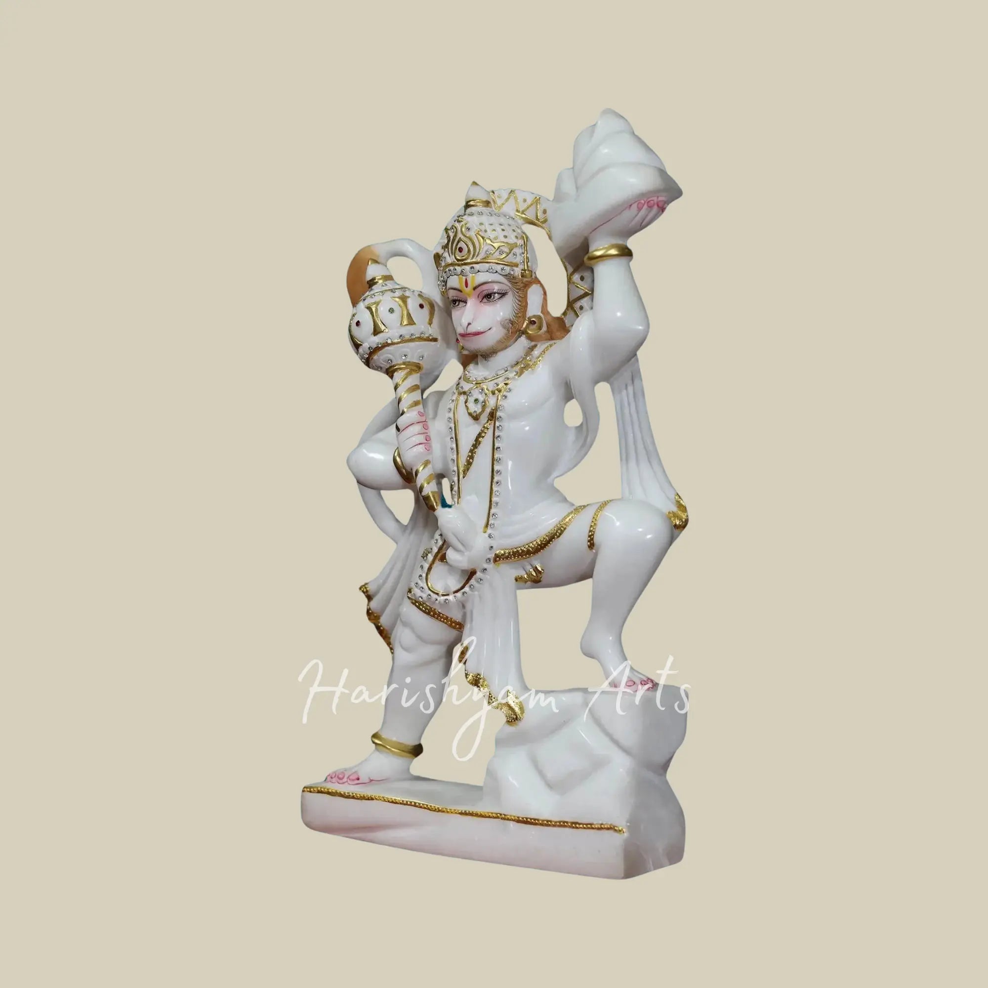 18 inches Veer Hanuman Carrying Mountain Marble Deity 3