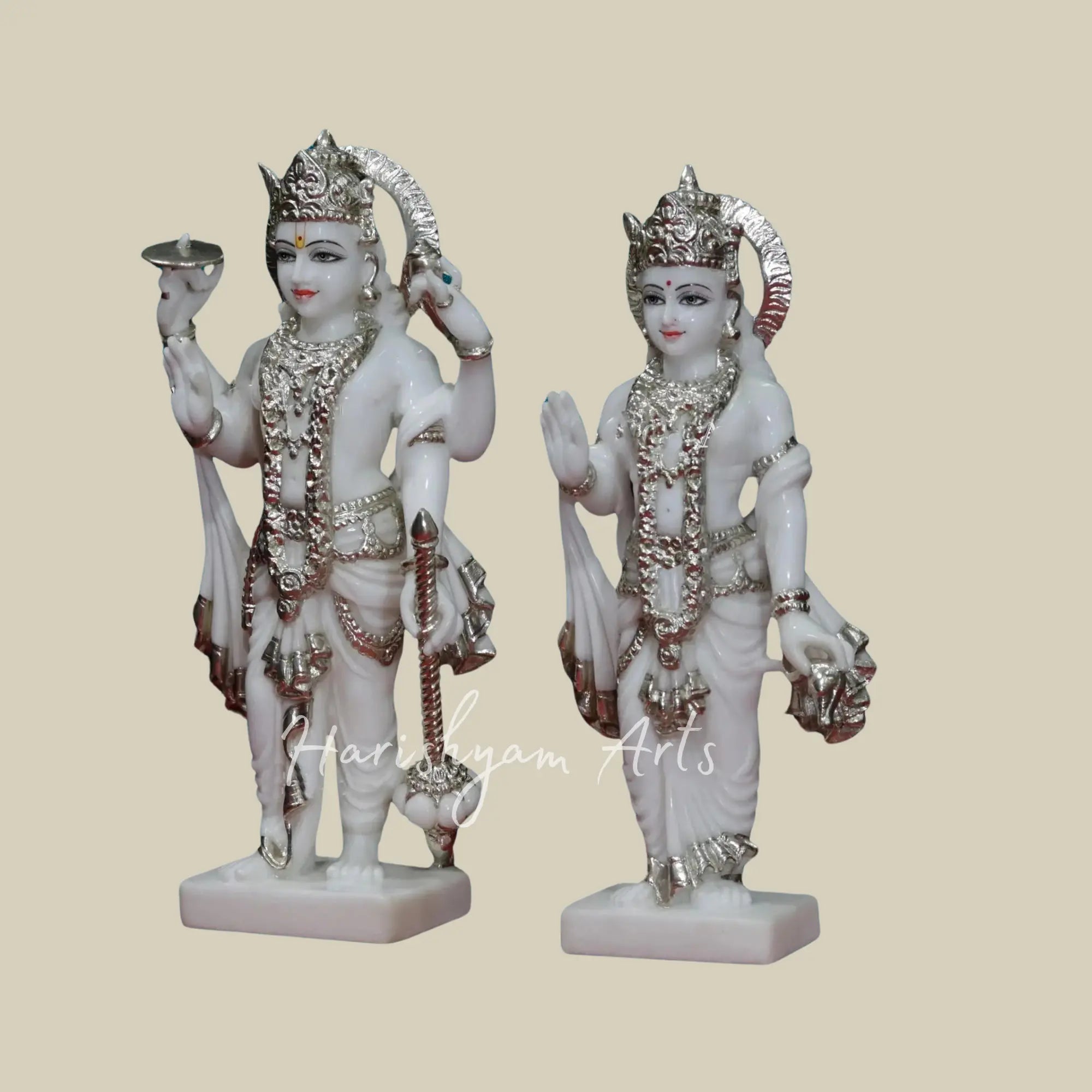 18 inches White Marble Laxmi Narayan Ji Statue