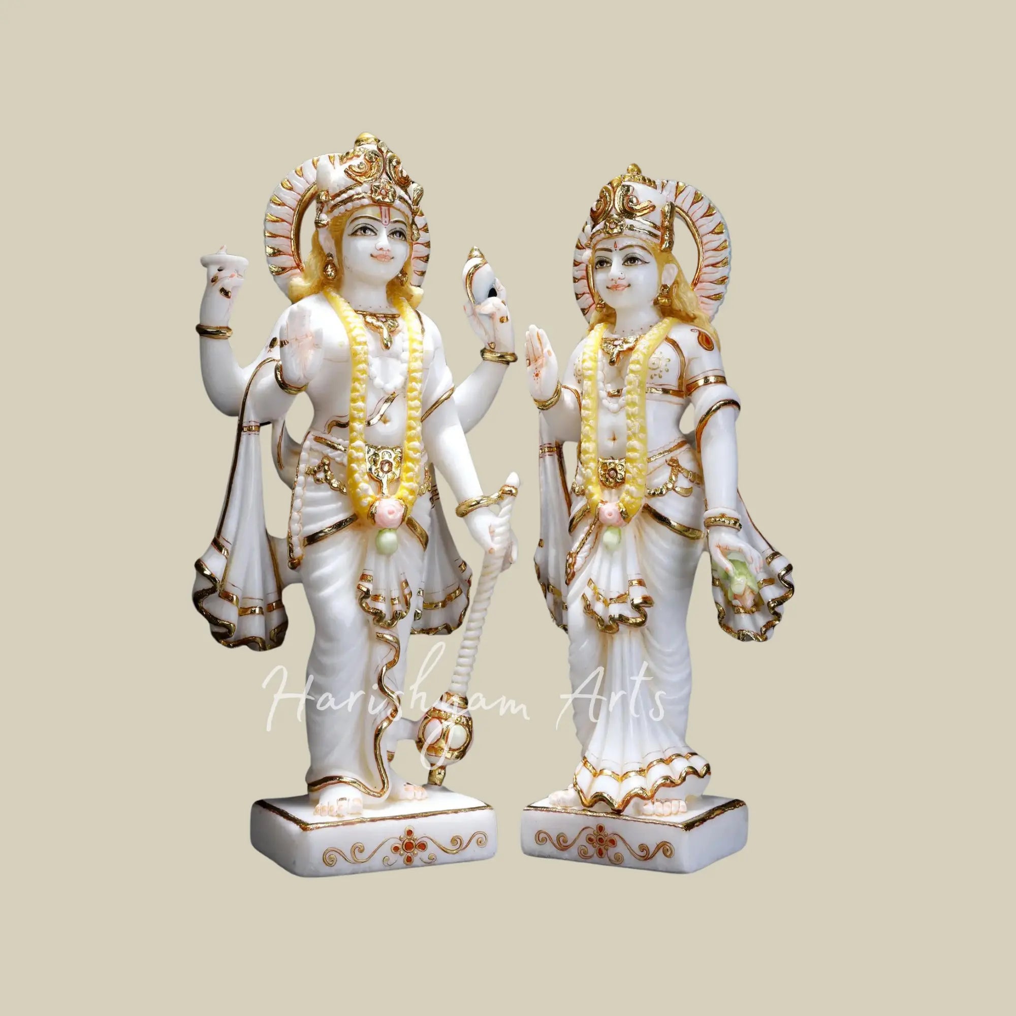 18 inches White Marble Statue of Vishnu Lakshmi 3