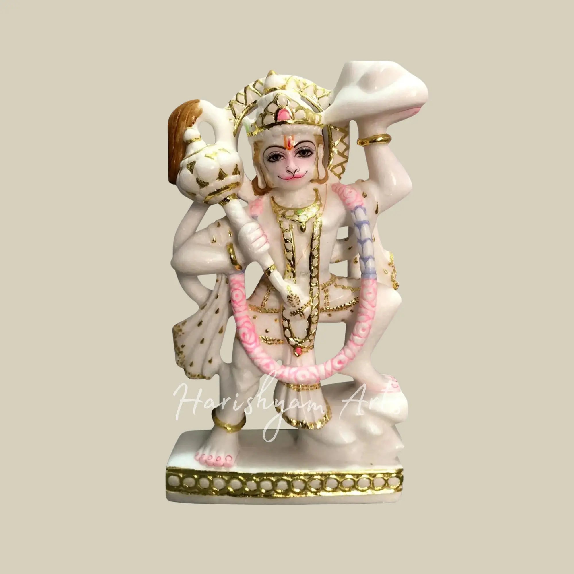 18 inches White marble hanuman statue