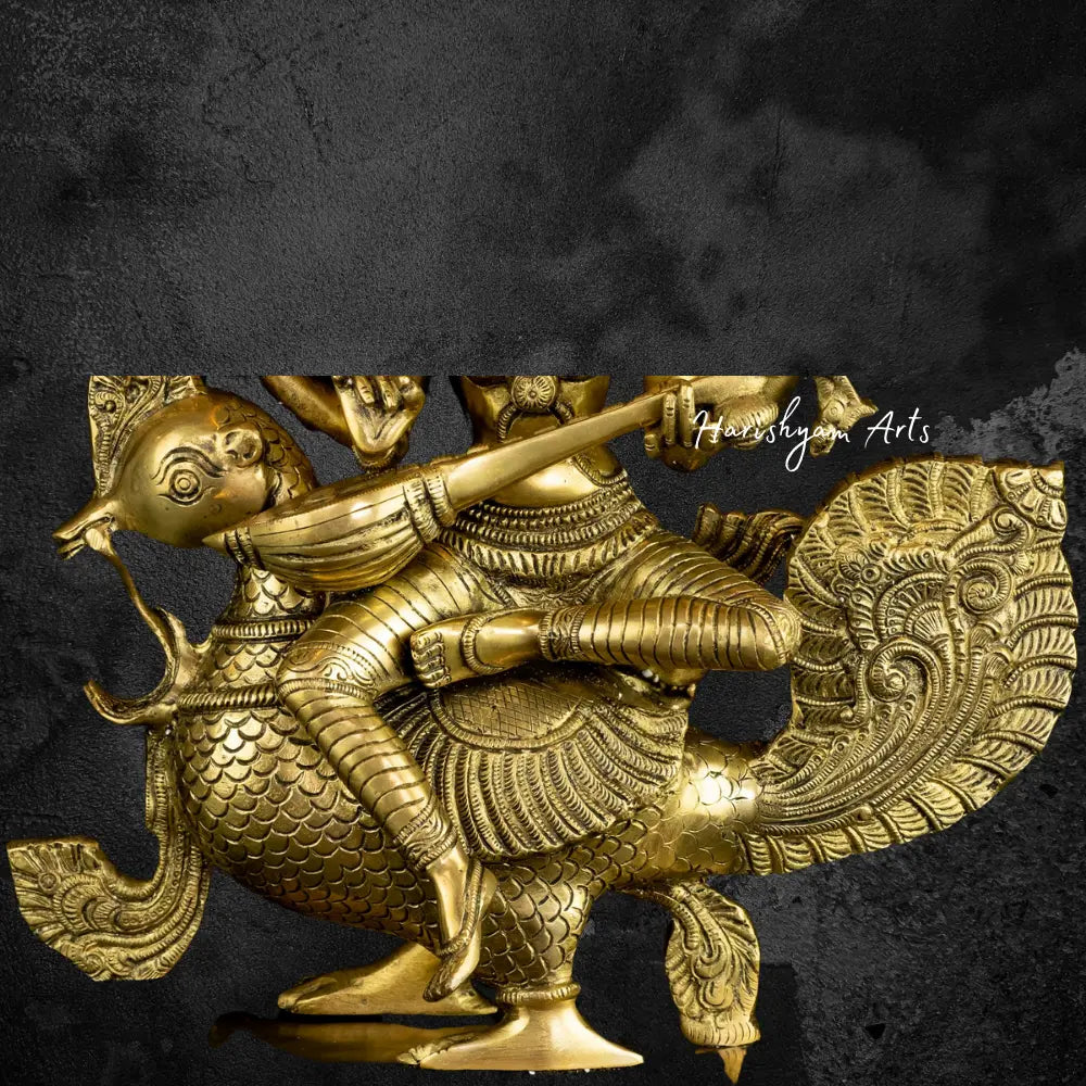 Saraswati Mata Brass Statue 19"