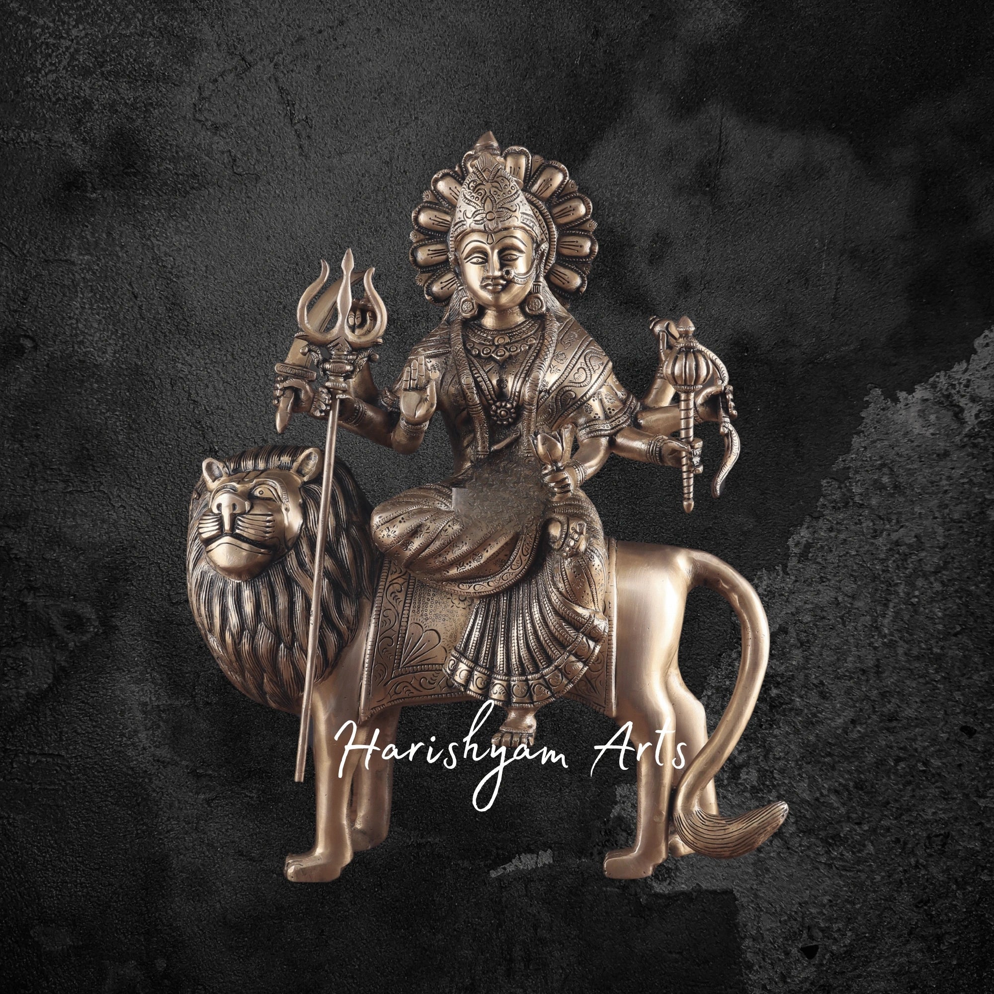 19" Pure Brass Large Durga Maa Murti for Temple & Home Decor
