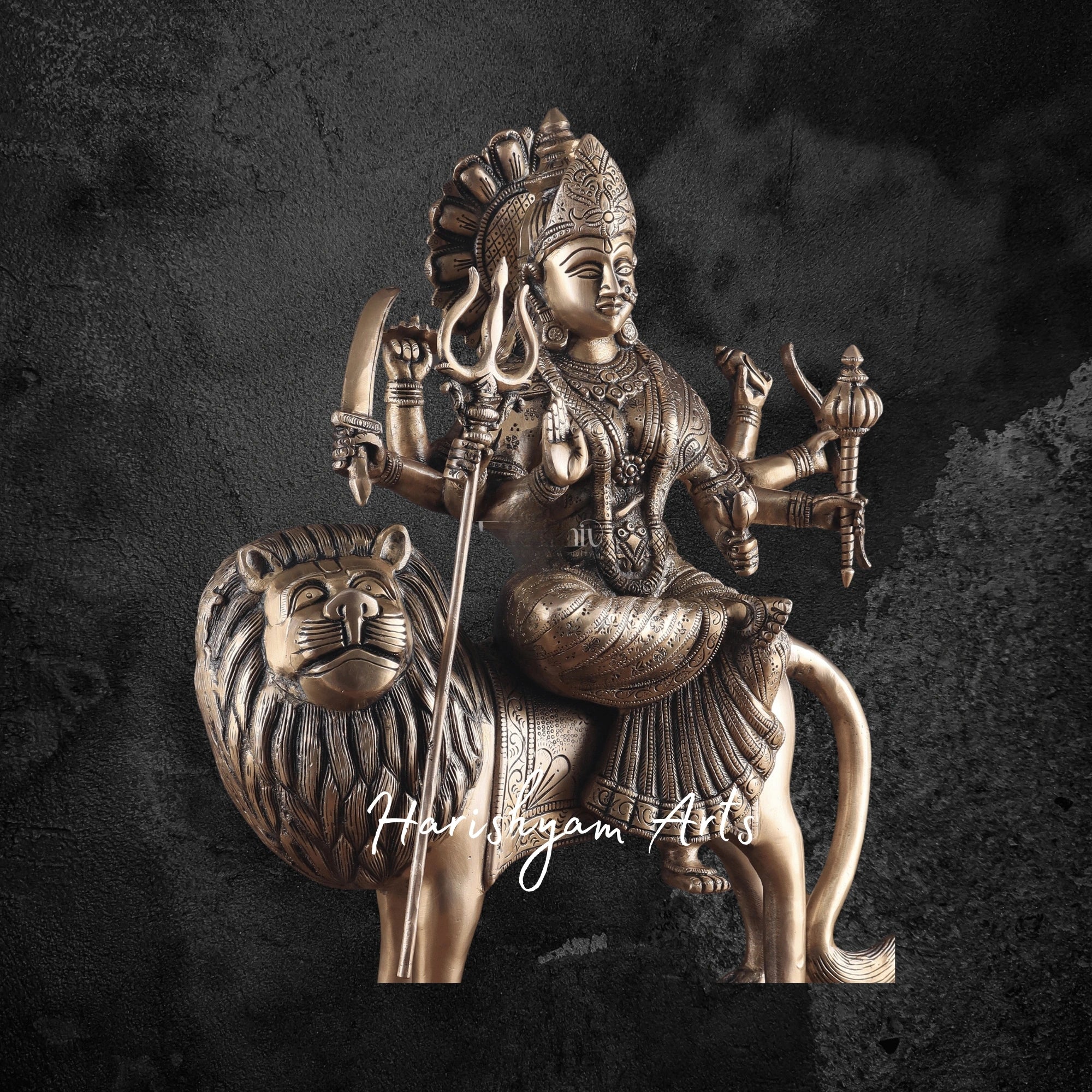 19" Pure Brass Large Durga Maa Murti for Temple & Home Decor