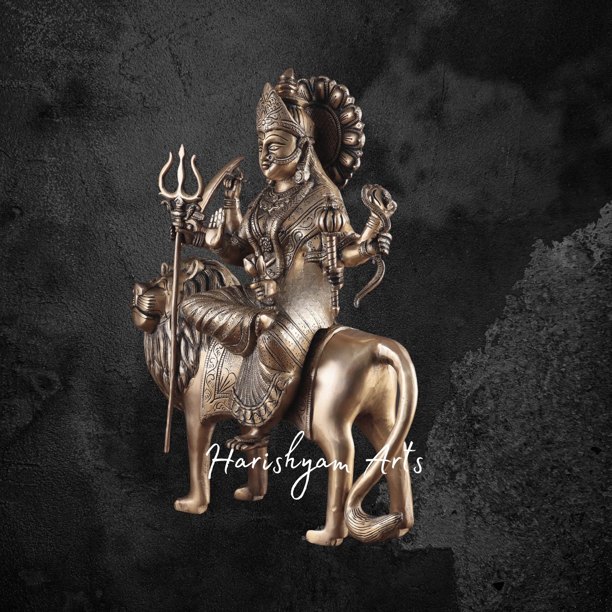 19" Pure Brass Large Durga Maa Murti for Temple & Home Decor