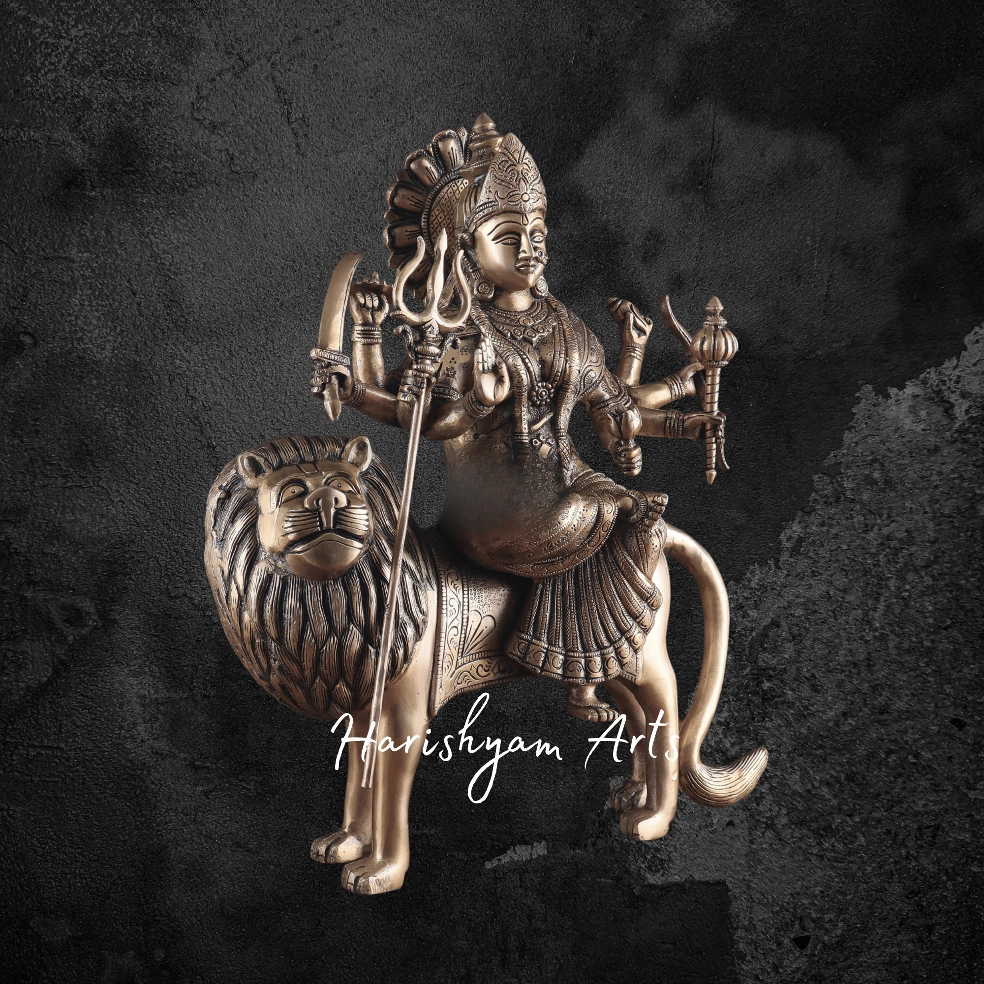 19" Pure Brass Large Durga Maa Murti for Temple & Home Decor