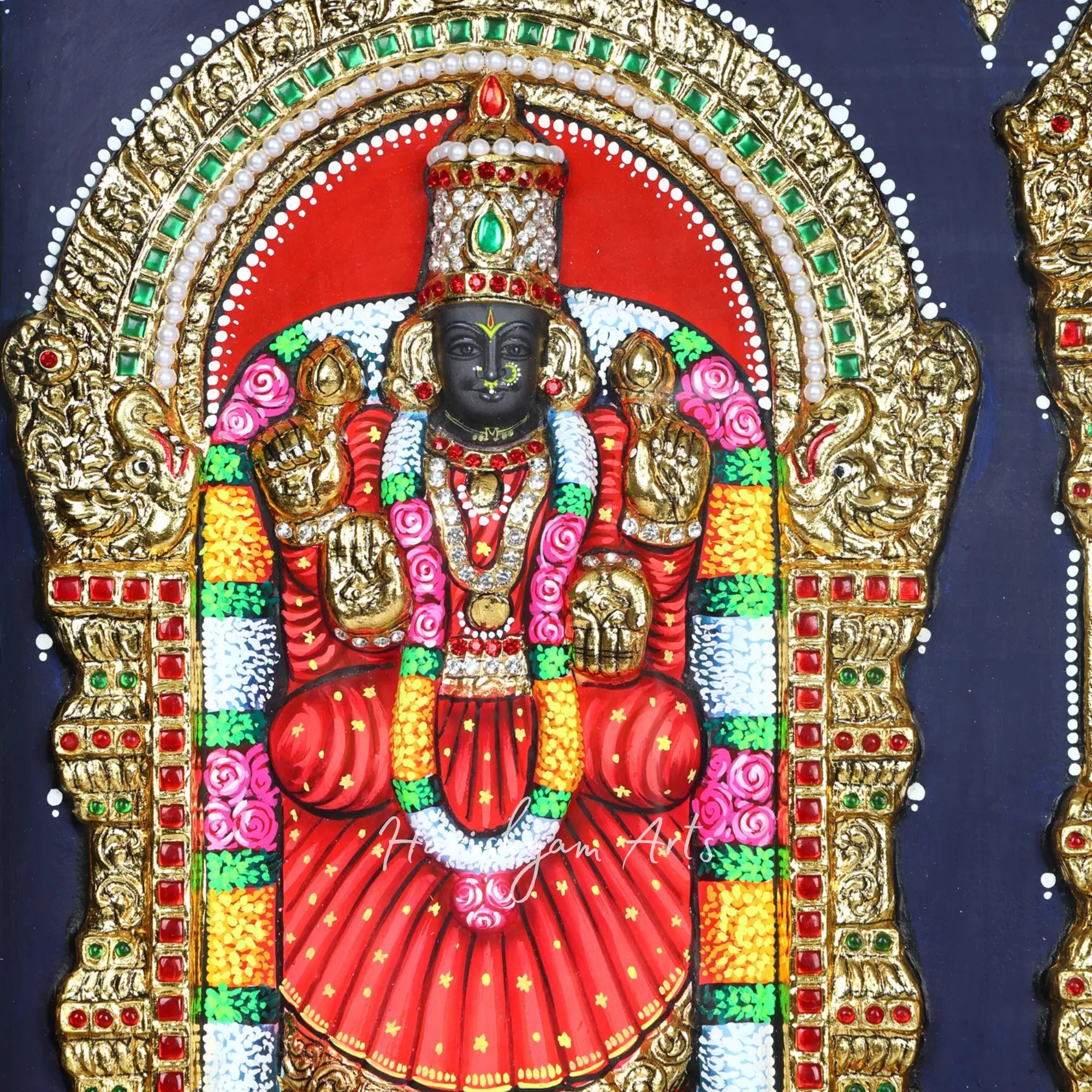 19" Sacred Lord Venkateshvara Tirupati Balaji with Goddess Padmavathi Tanjore Painting