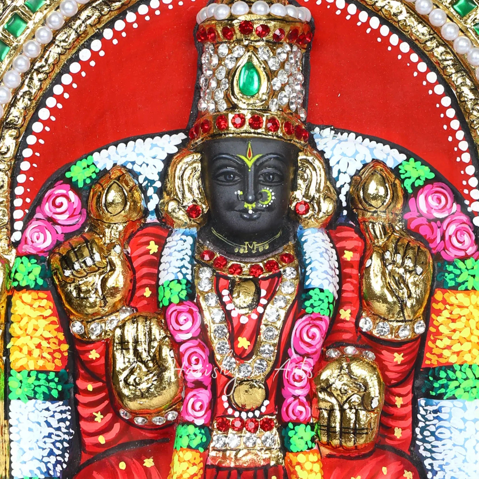 19" Sacred Lord Venkateshvara Tirupati Balaji with Goddess Padmavathi Tanjore Painting
