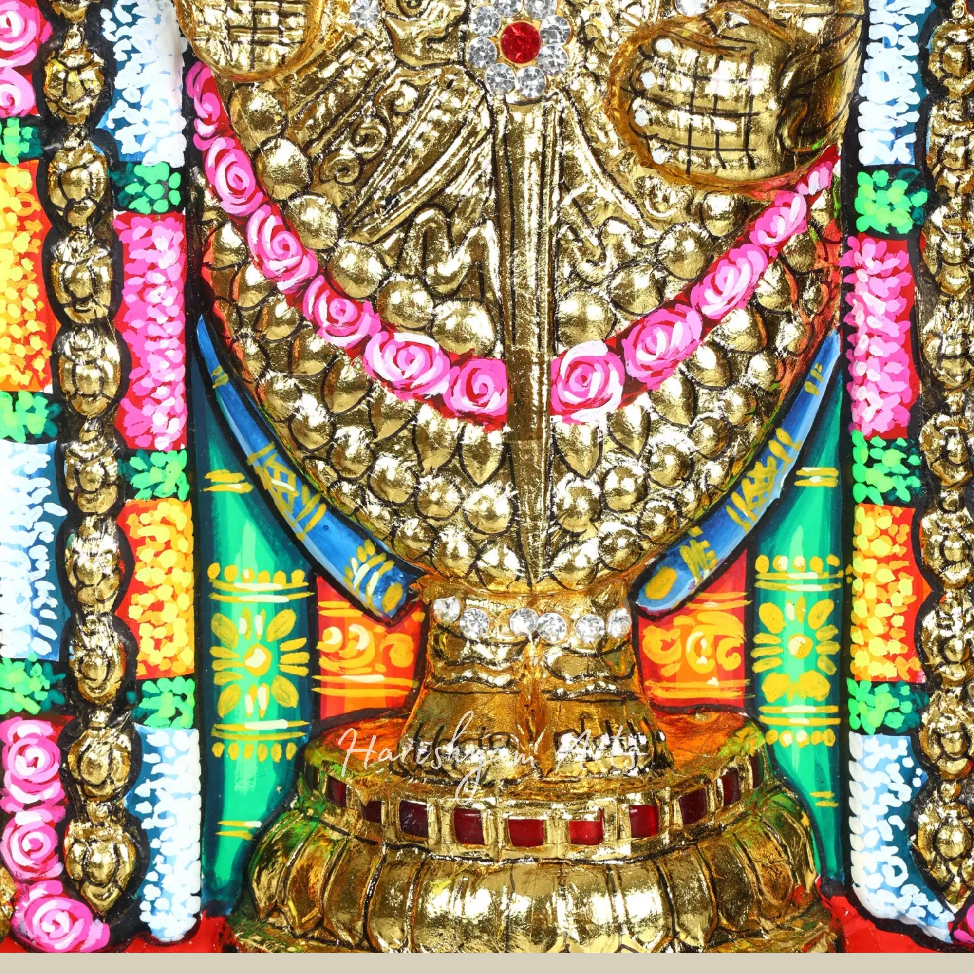 19" Sacred Lord Venkateshvara Tirupati Balaji with Goddess Padmavathi Tanjore Painting