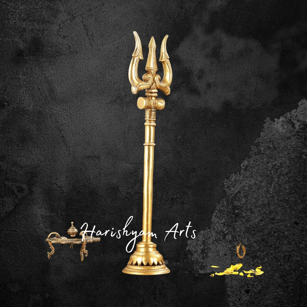 19" Superfine Brass Trishul Symbol of Lord Shiva’s Power