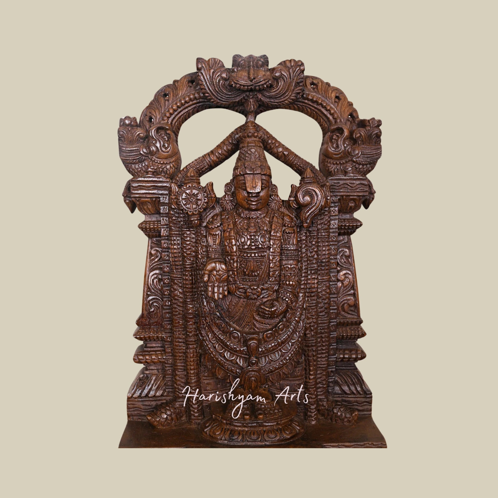 19" Intricate Tirupati Balaji Wooden Sculpture1