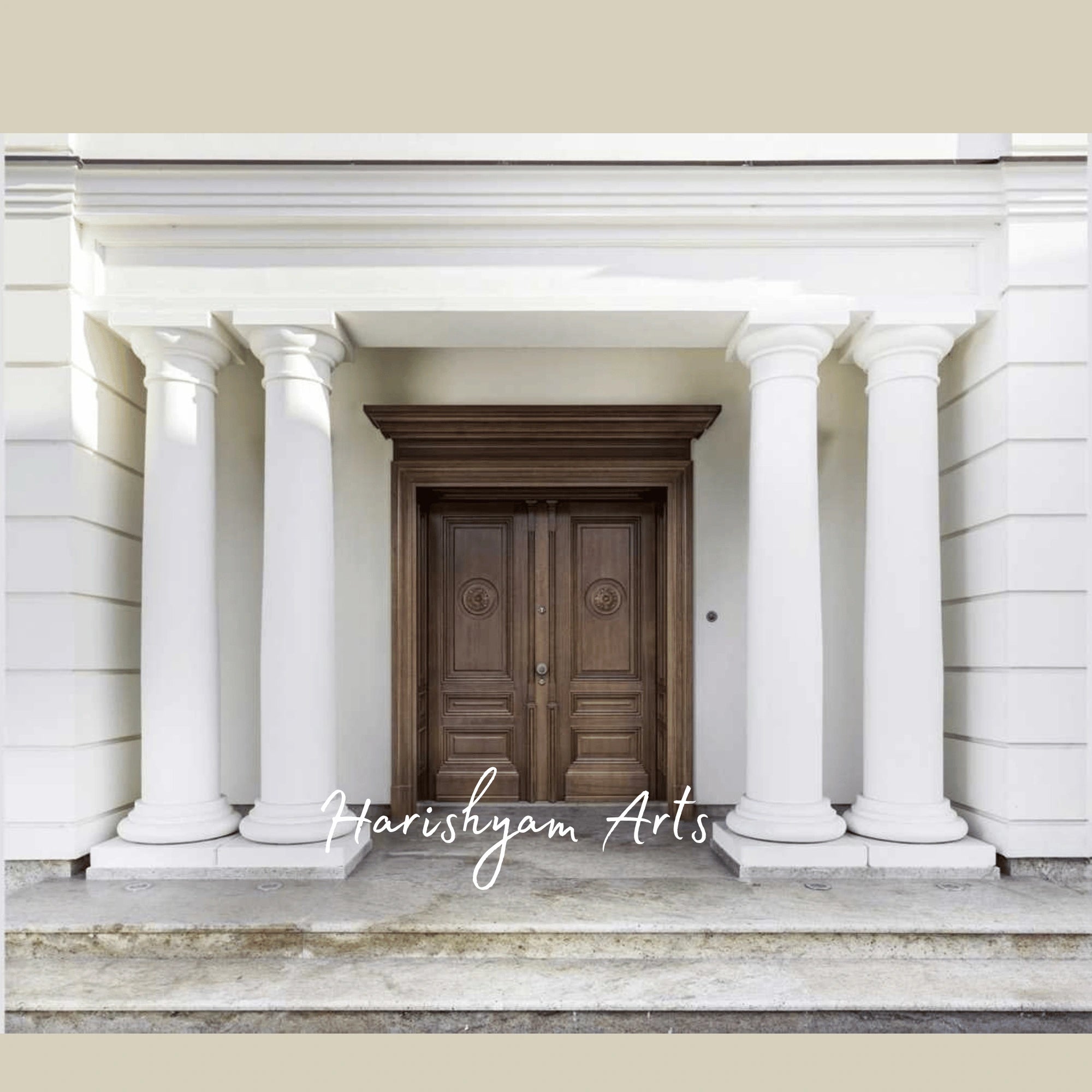 Imperial Classic Main Double Door – Grand Entrance Solid Wood Door with Neo-Classical Design