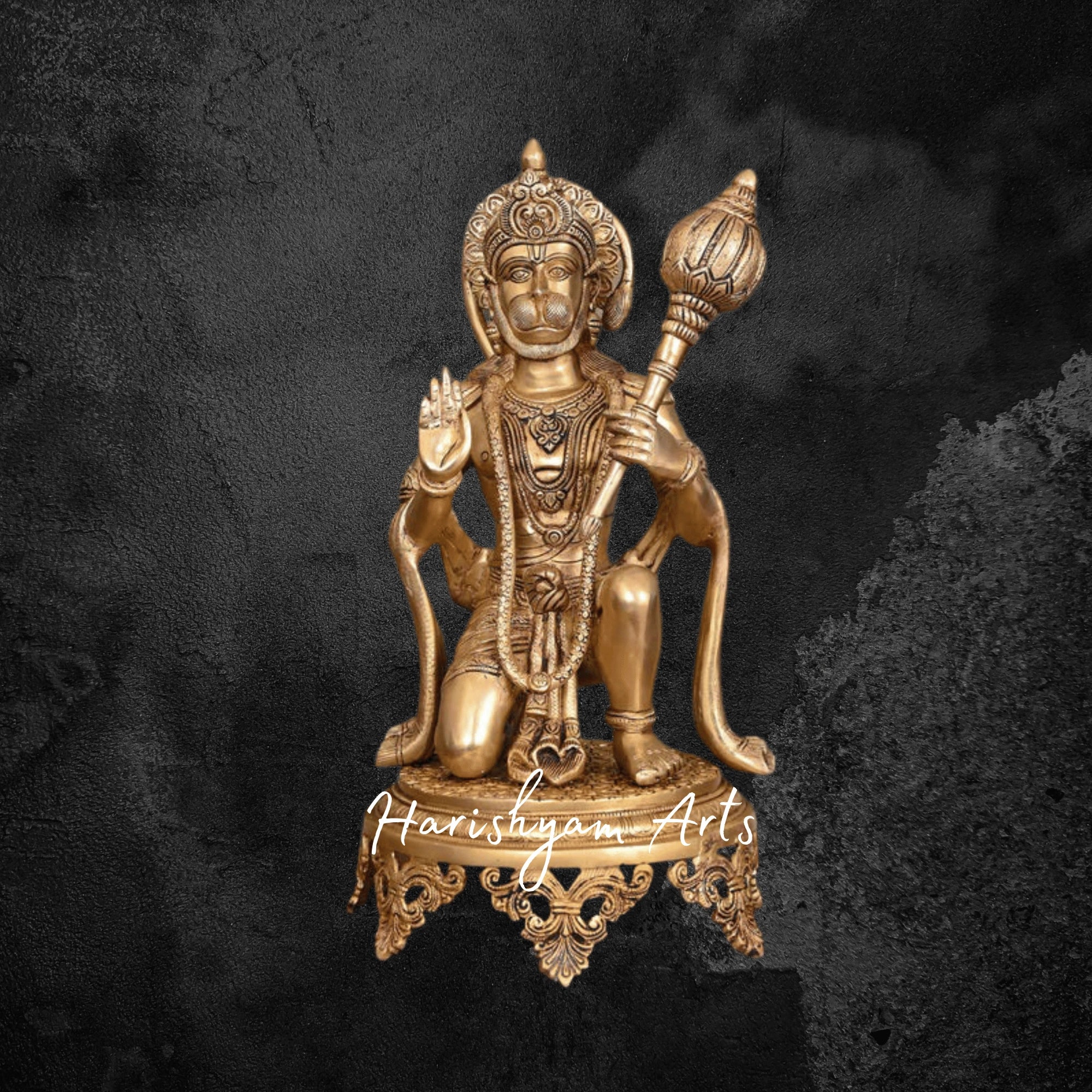 20" Brass Superfine Sitting Hanuman Ji Murti Traditional Hanuman Idol for PoojaC