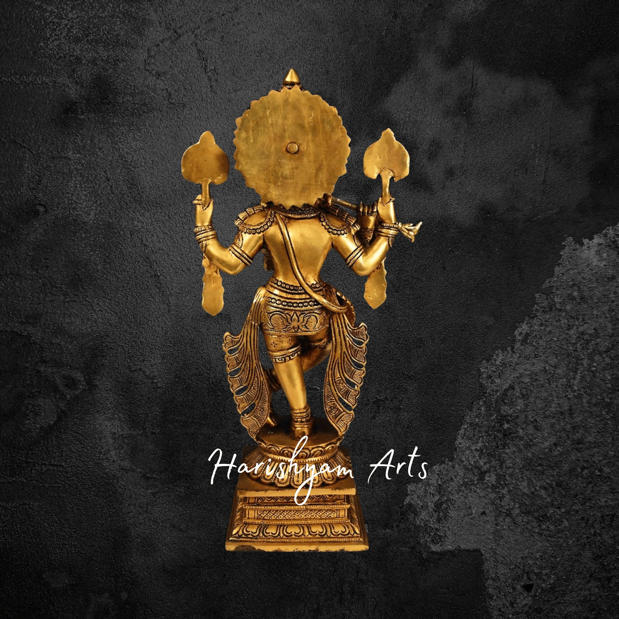 20" Handcrafted Brass Murti of Lord Krishna Playing Flute