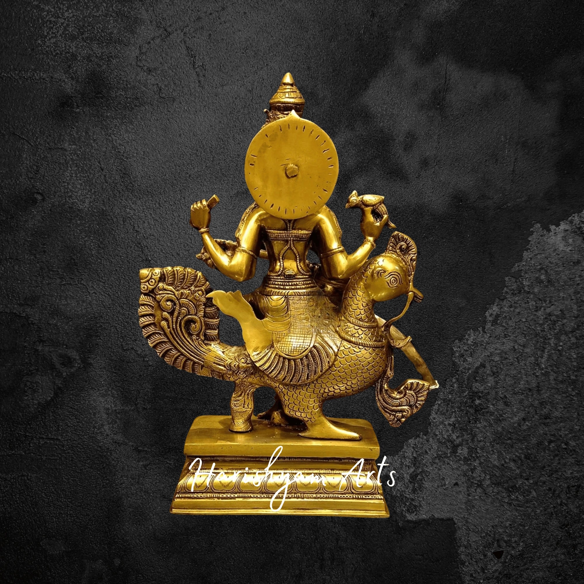 20" Pure Brass Goddess Saraswati Murti in Superfine Finish with Traditional Detailing