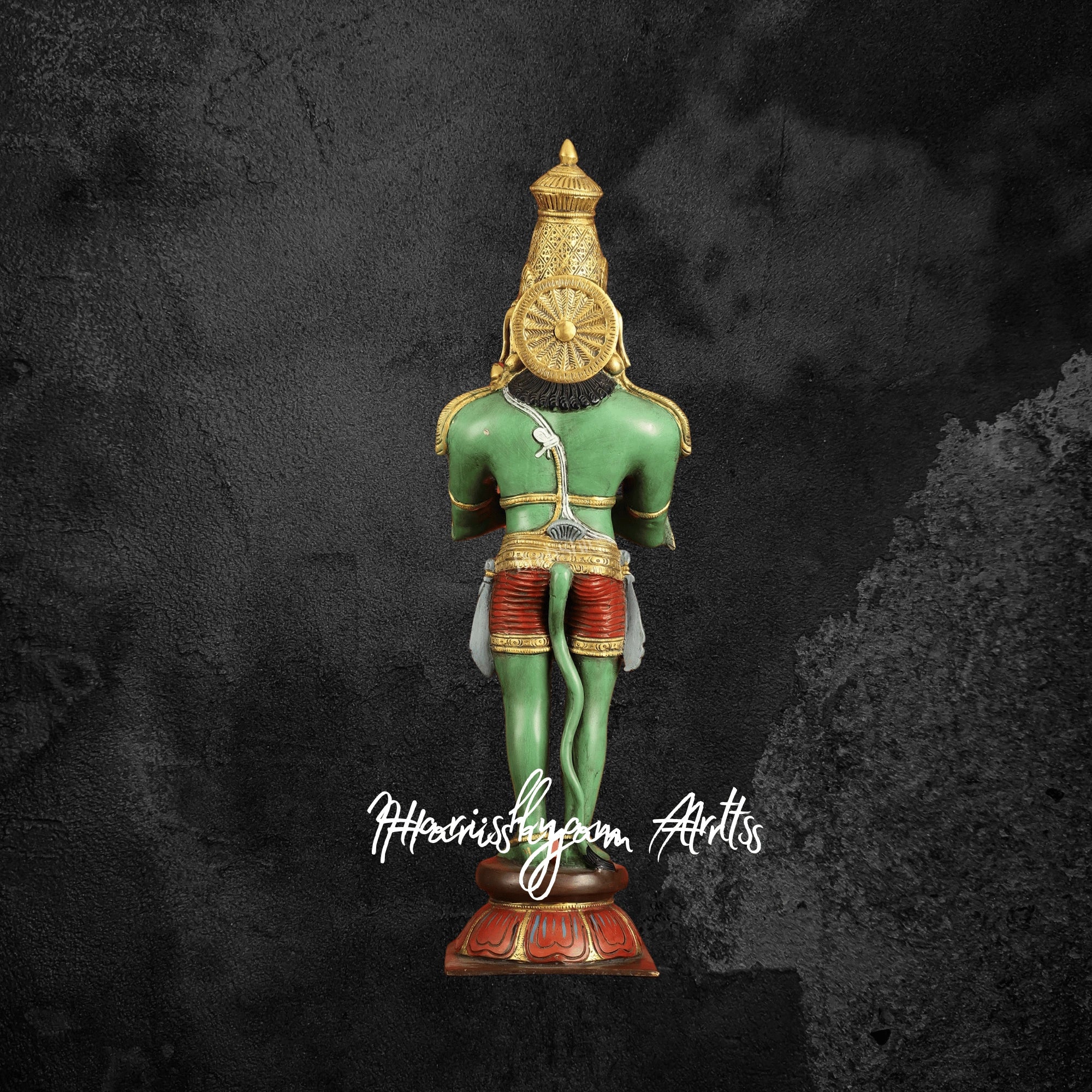 21.5" Brass Hanuman Idol in Namaskar Mudra Perfect for Pooja and Meditation