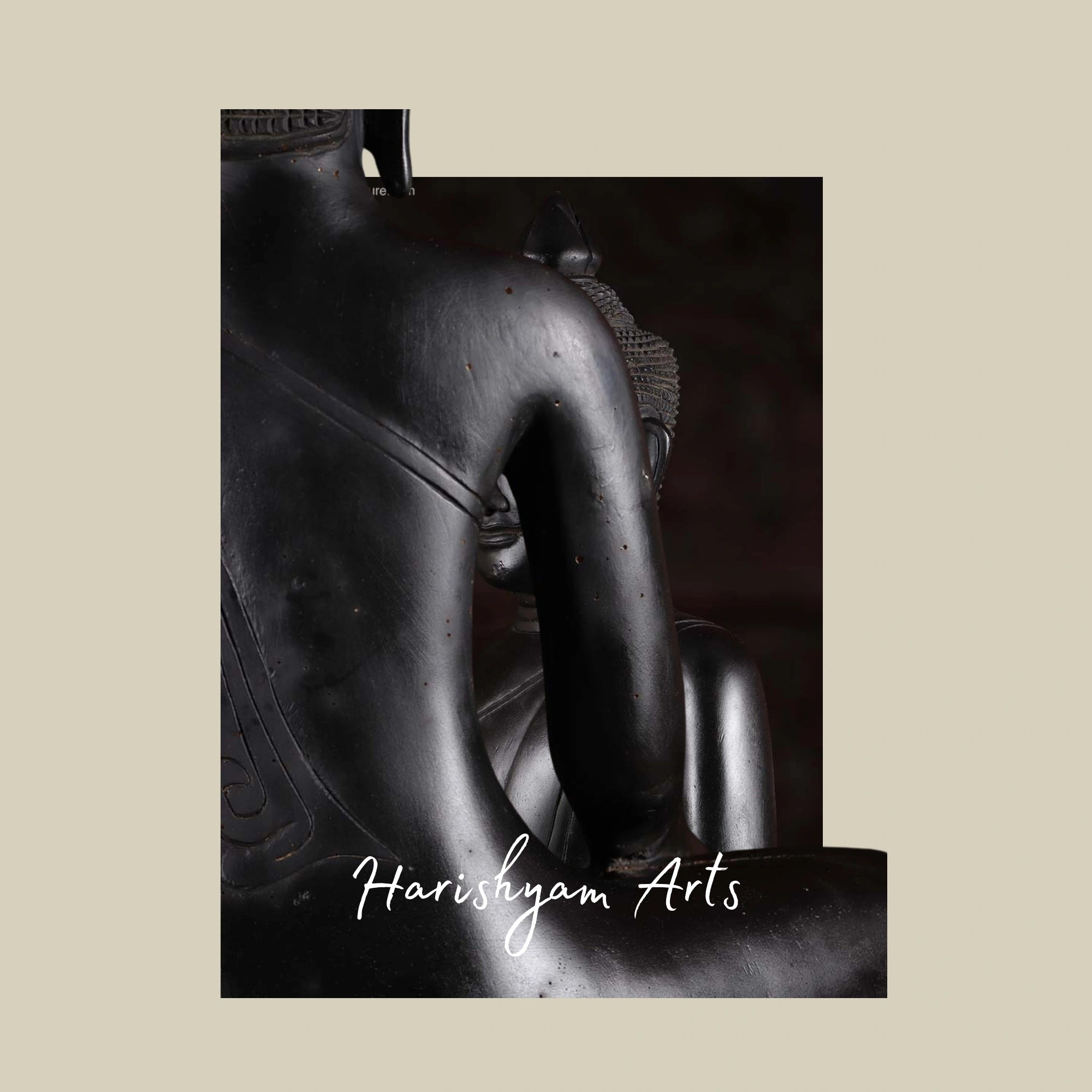 21" Black Cambodian Buddha Statue in Bhumisparsha Mudra for Earth Energy Connection