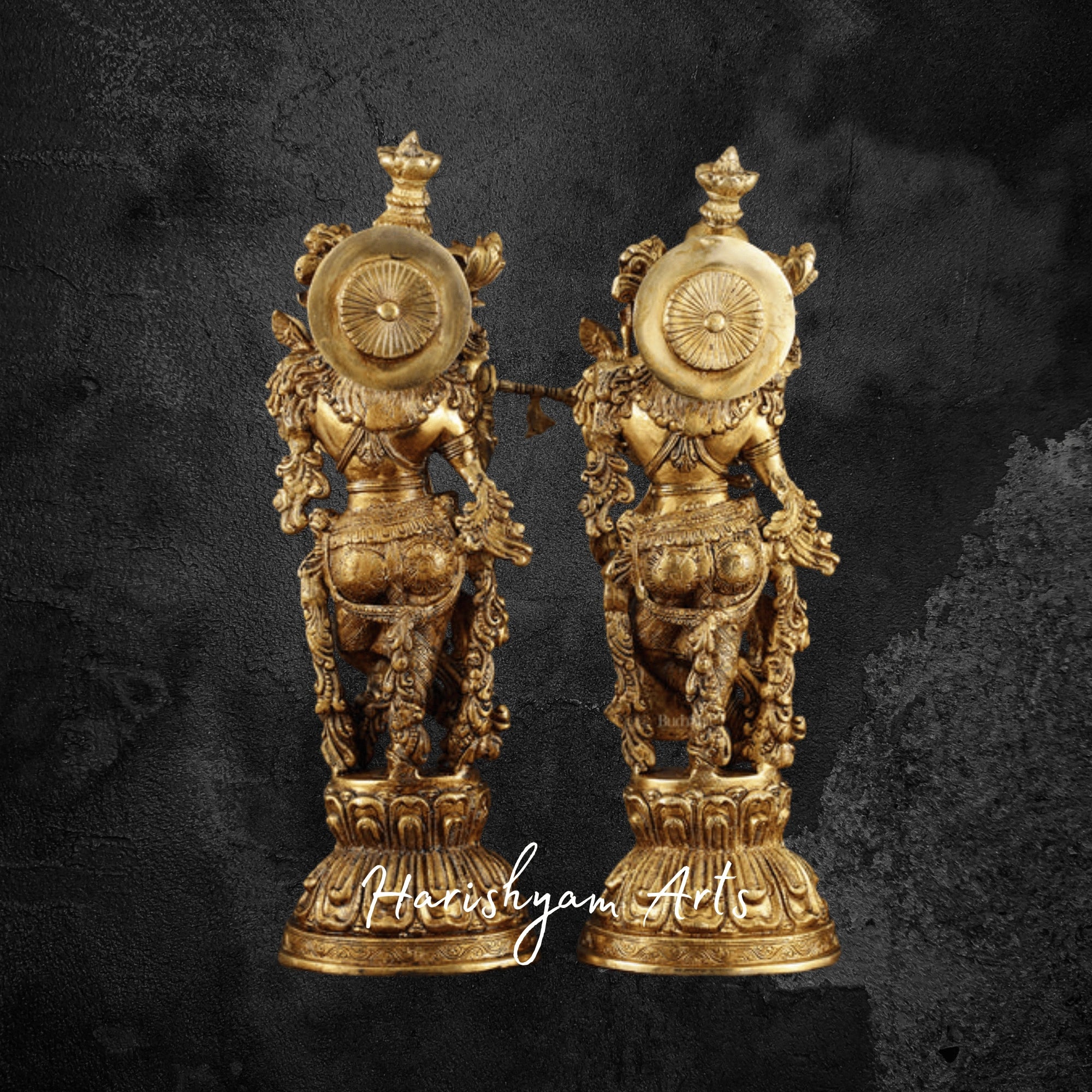 21" Premium Brass Radha Krishna Statue Pair for Home Temple