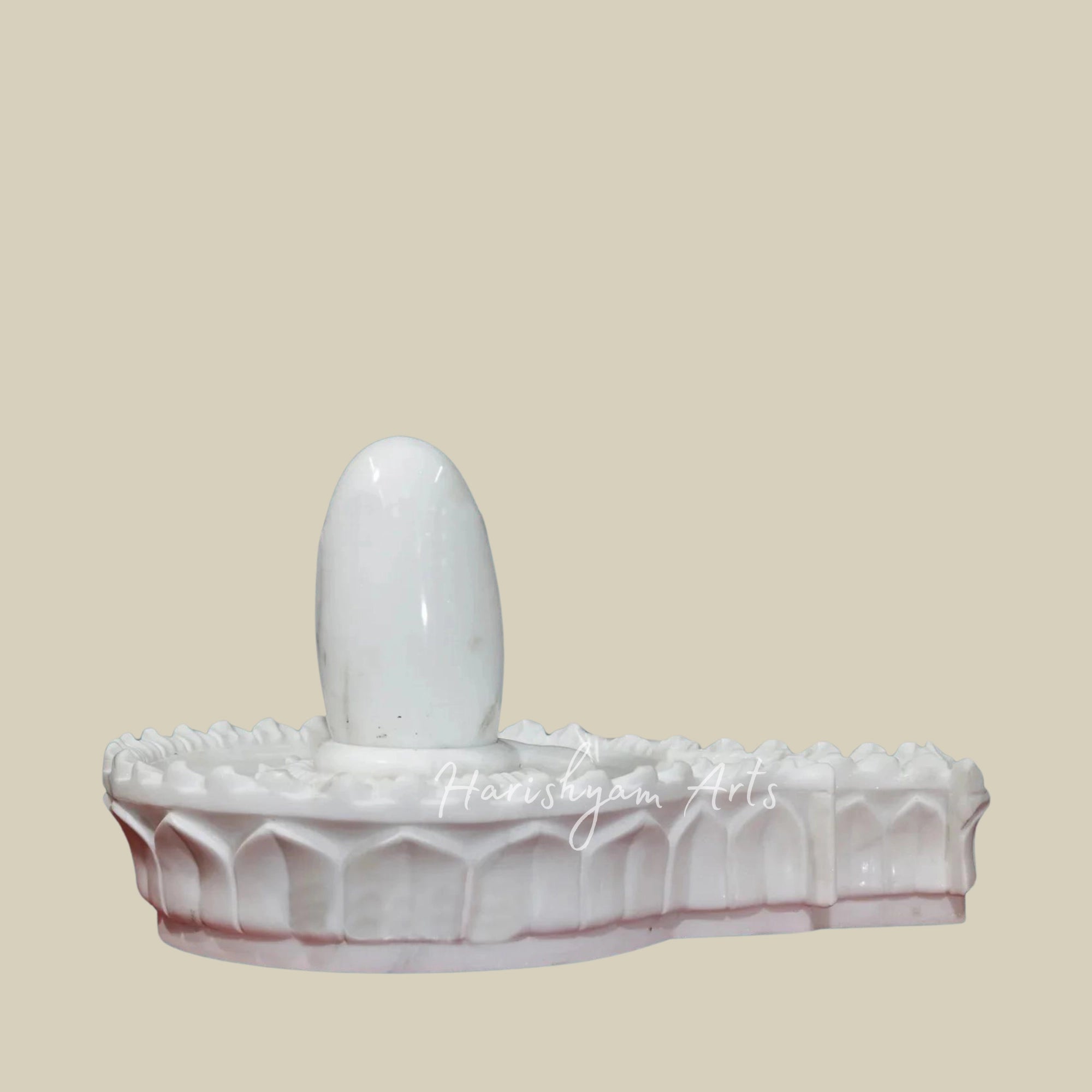 21-inch White Makrana Marble Shivling,