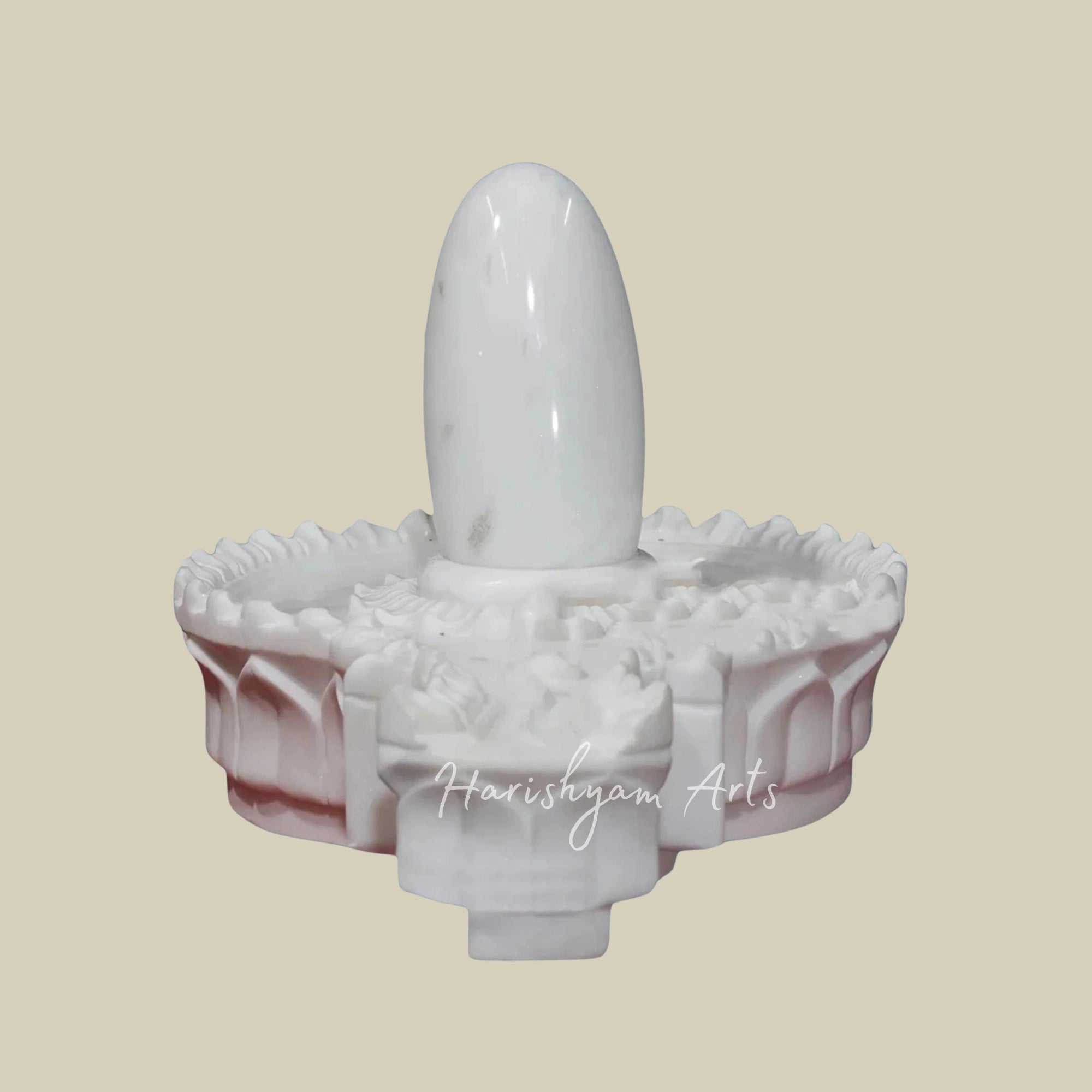 21-inch White Makrana Marble Shivling,1