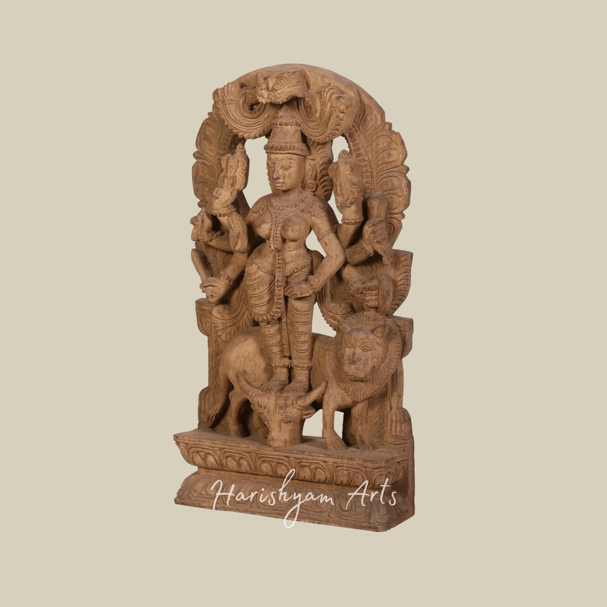 18" Blessing Goddess Durga Wooden Durga Idol for Pooja Room