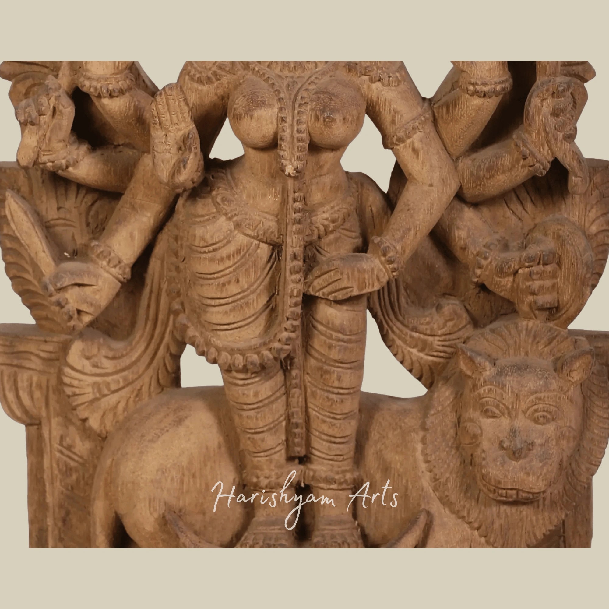 18" Blessing Goddess Durga Wooden Durga Idol for Pooja Room