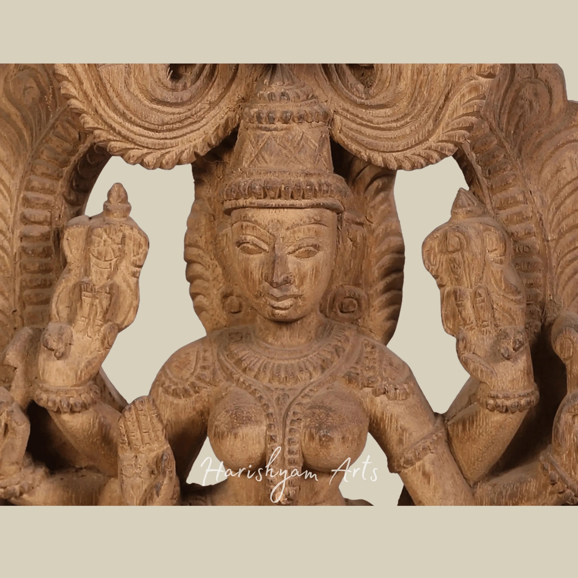 18" Blessing Goddess Durga Wooden Durga Idol for Pooja Room
