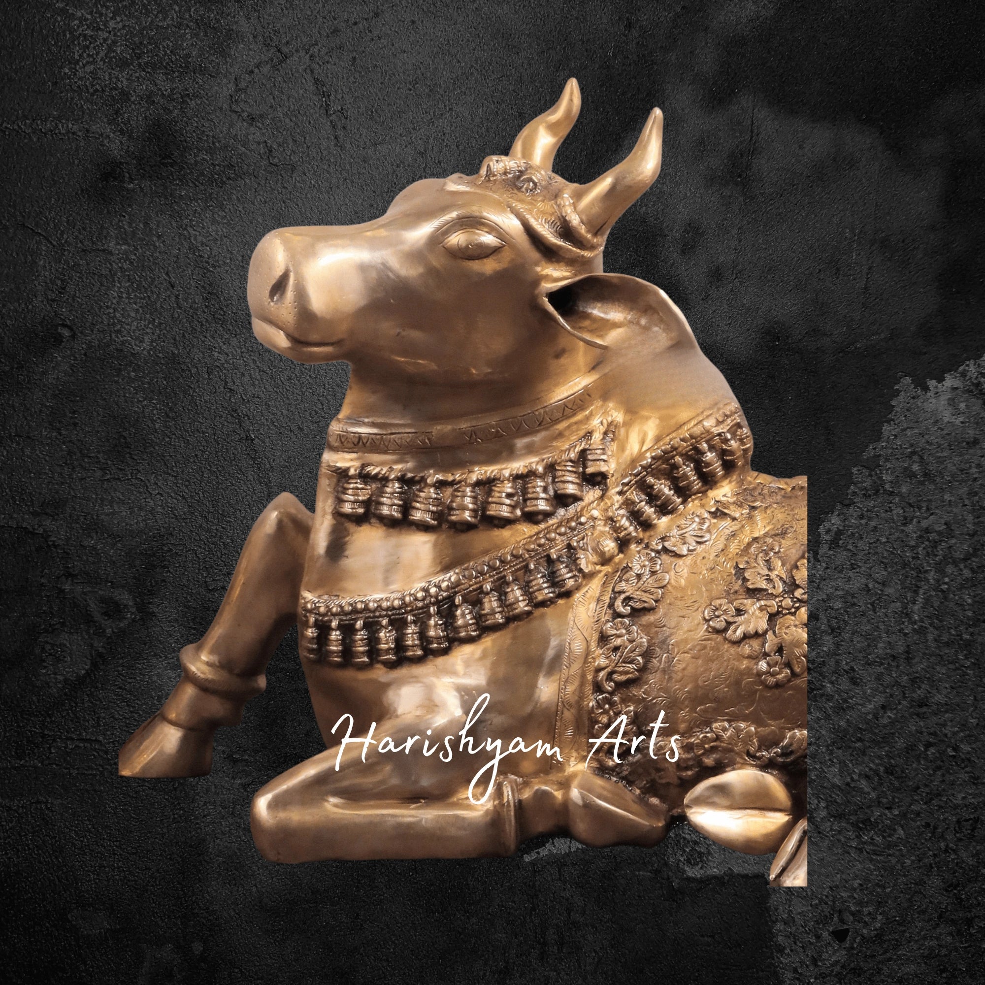 22" Majestic Large Nandi Statue in Brass for Temple and Decor