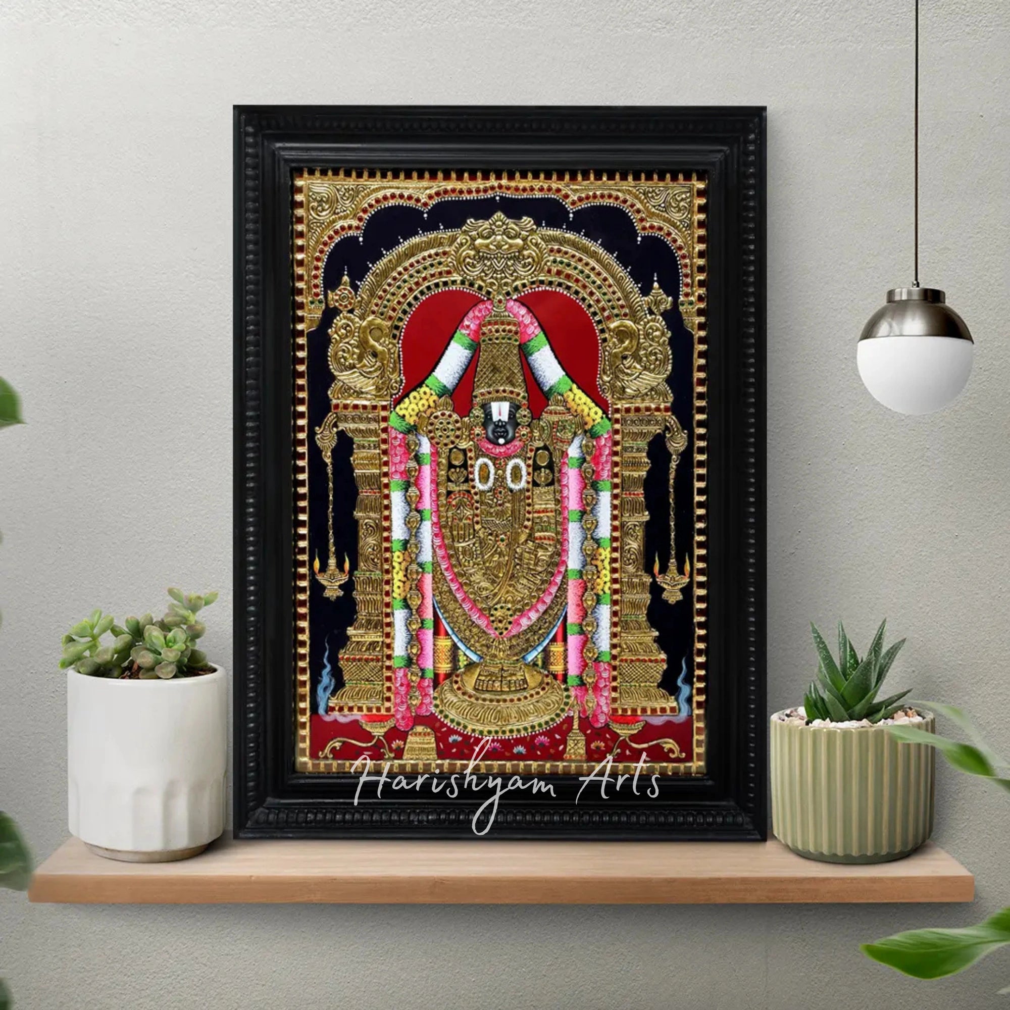 22" Tanjore Painting of Lord Venkateshvara as Balaji with Divine Aura